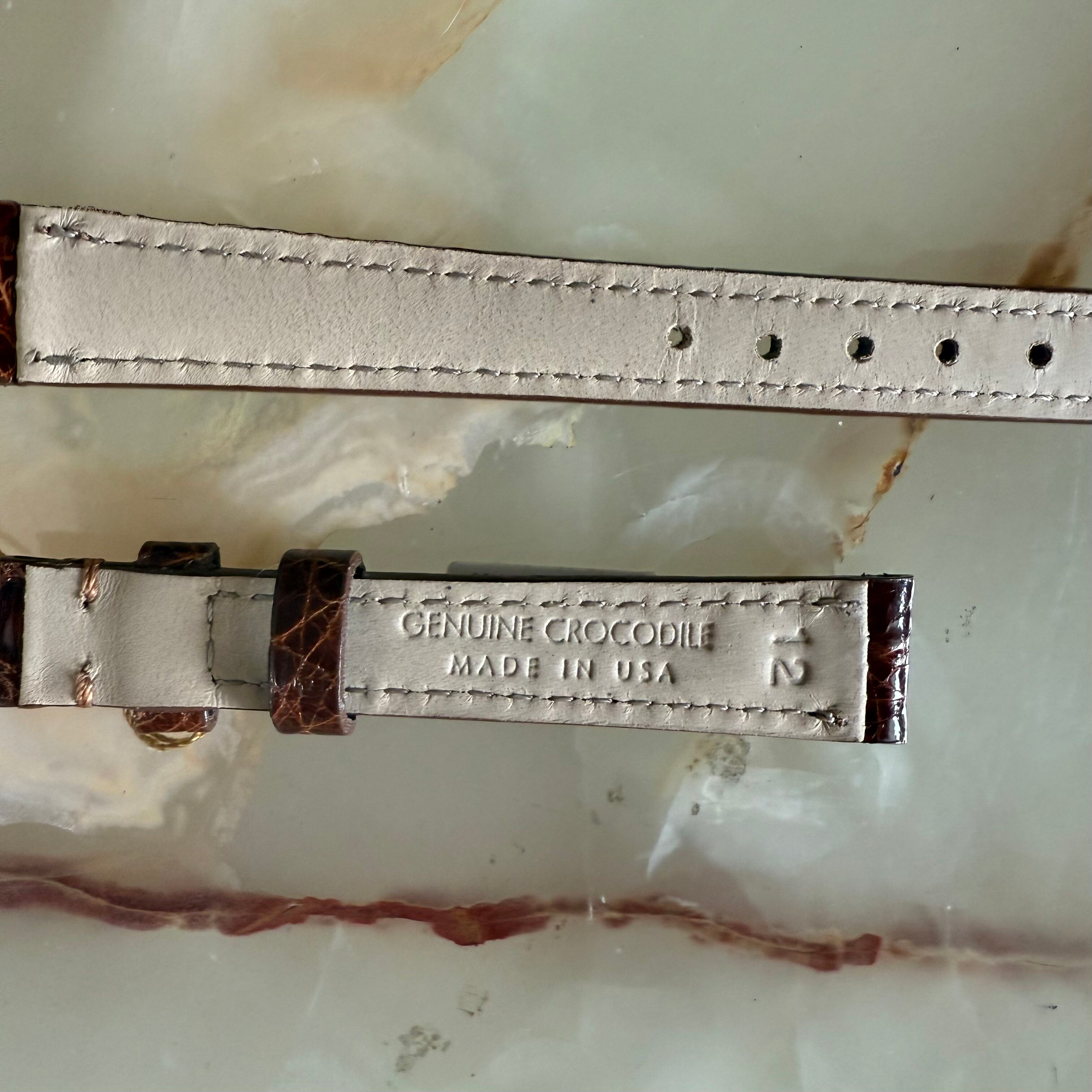 Genuine Crocodile Brown Watch Strap Band 12mm Padded & Stitched