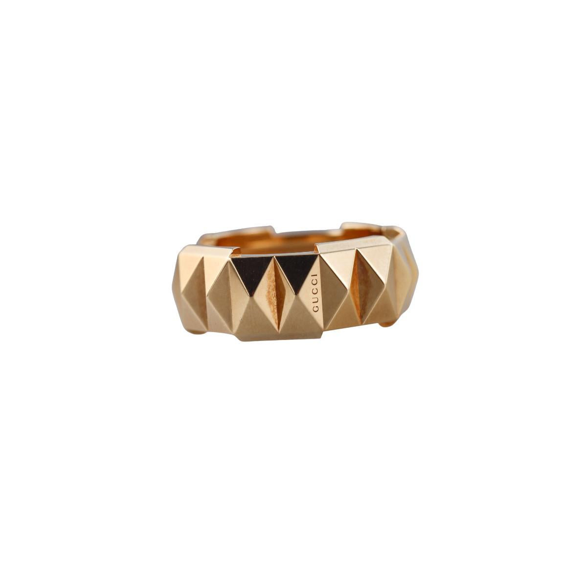 Gucci Link to Love 18K Gold Studded 9mm Band Ring