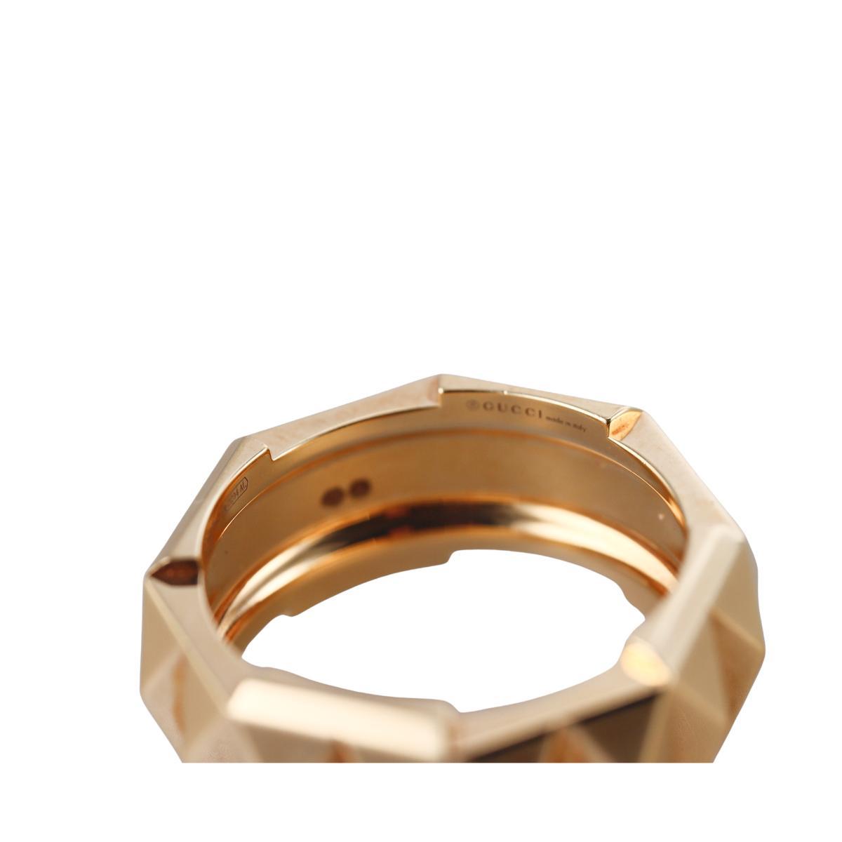 Gucci Link to Love 18K Gold Studded 9mm Band Ring