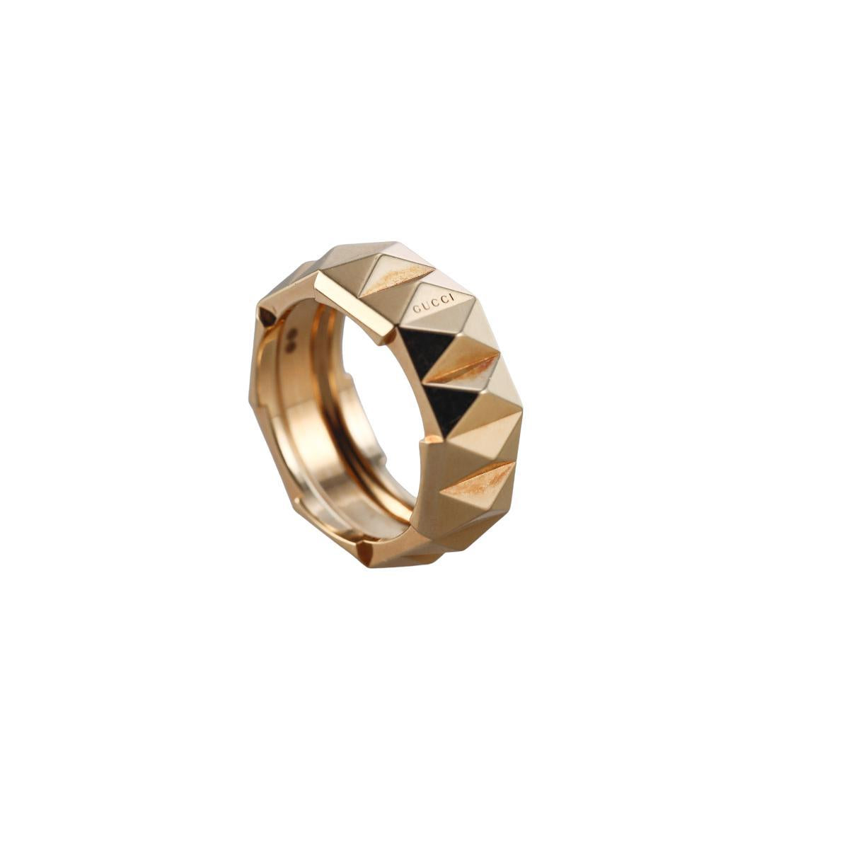 Gucci Link to Love 18K Gold Studded 9mm Band Ring
