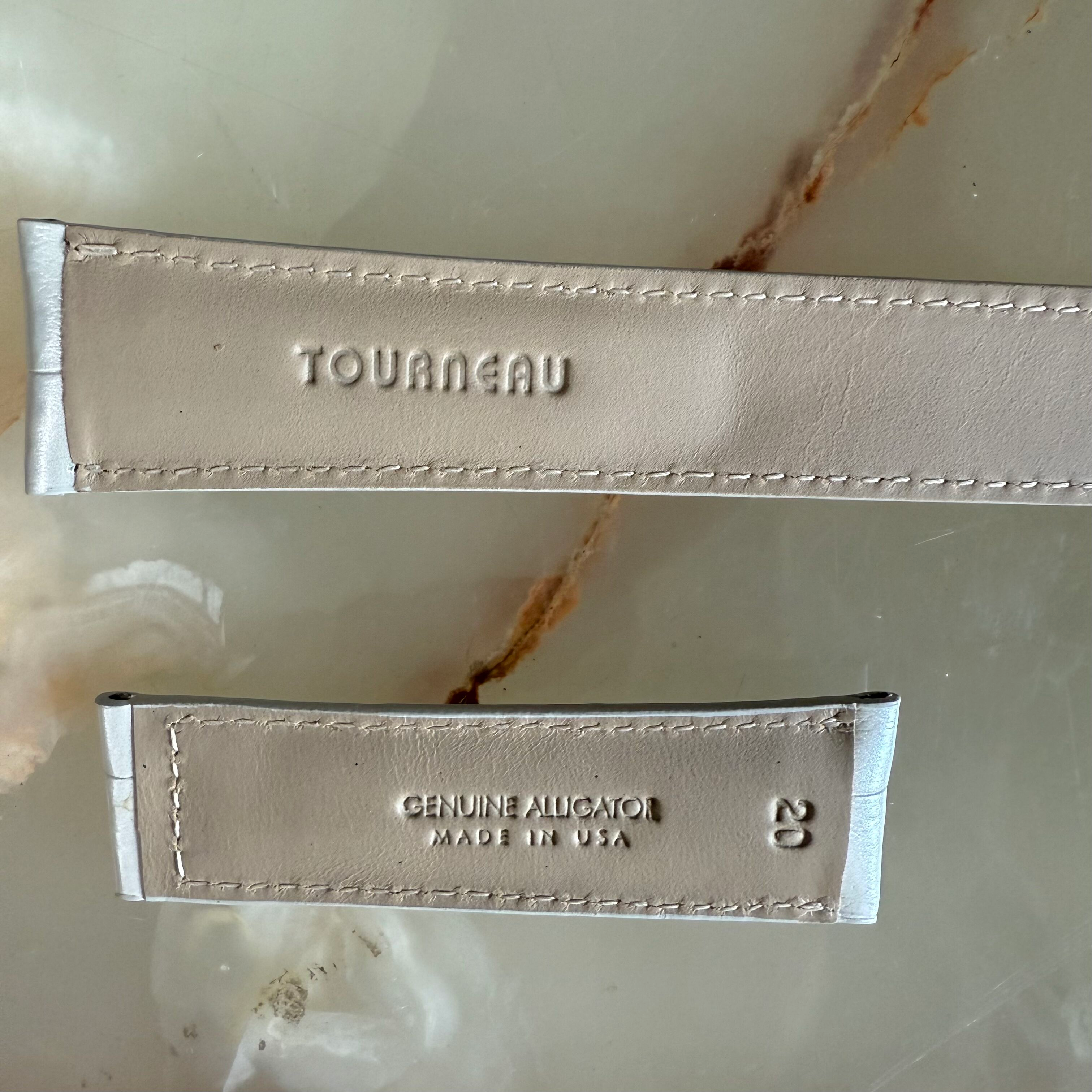 Genuine Alligator White Pearl Watch Strap Band 20mm Padded & Stitched