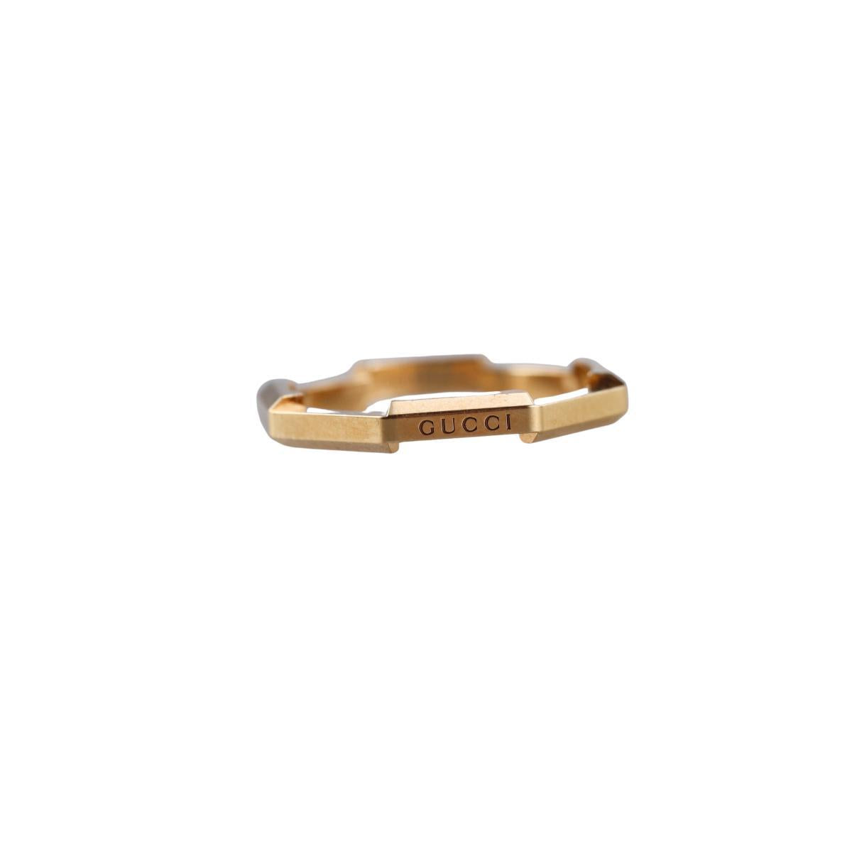 Gucci Link to Love 18K Gold Studded 3mm Band Ring