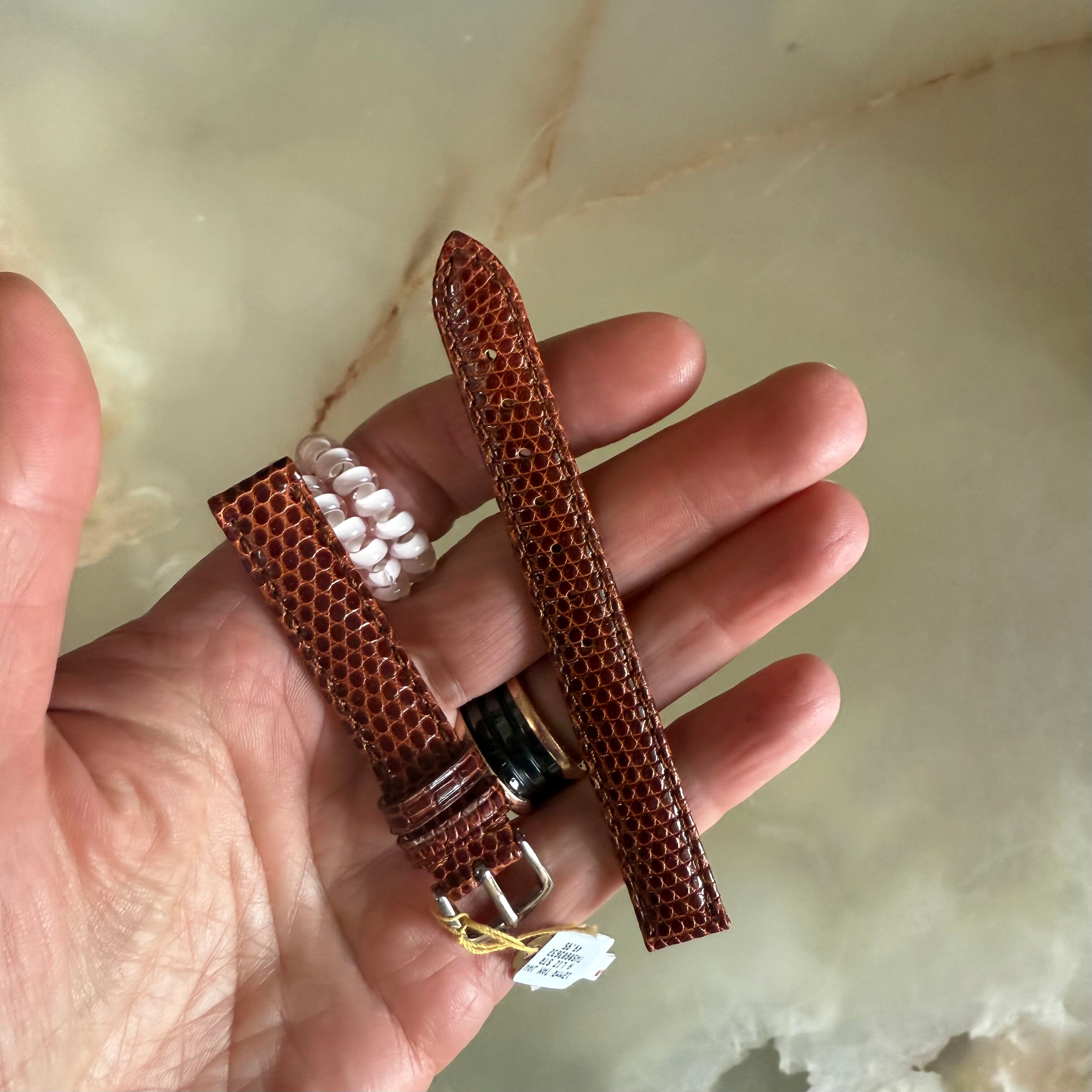 Genuine Lizard Brown Watch Strap Band 12mm Padded & Stitched w Buckle