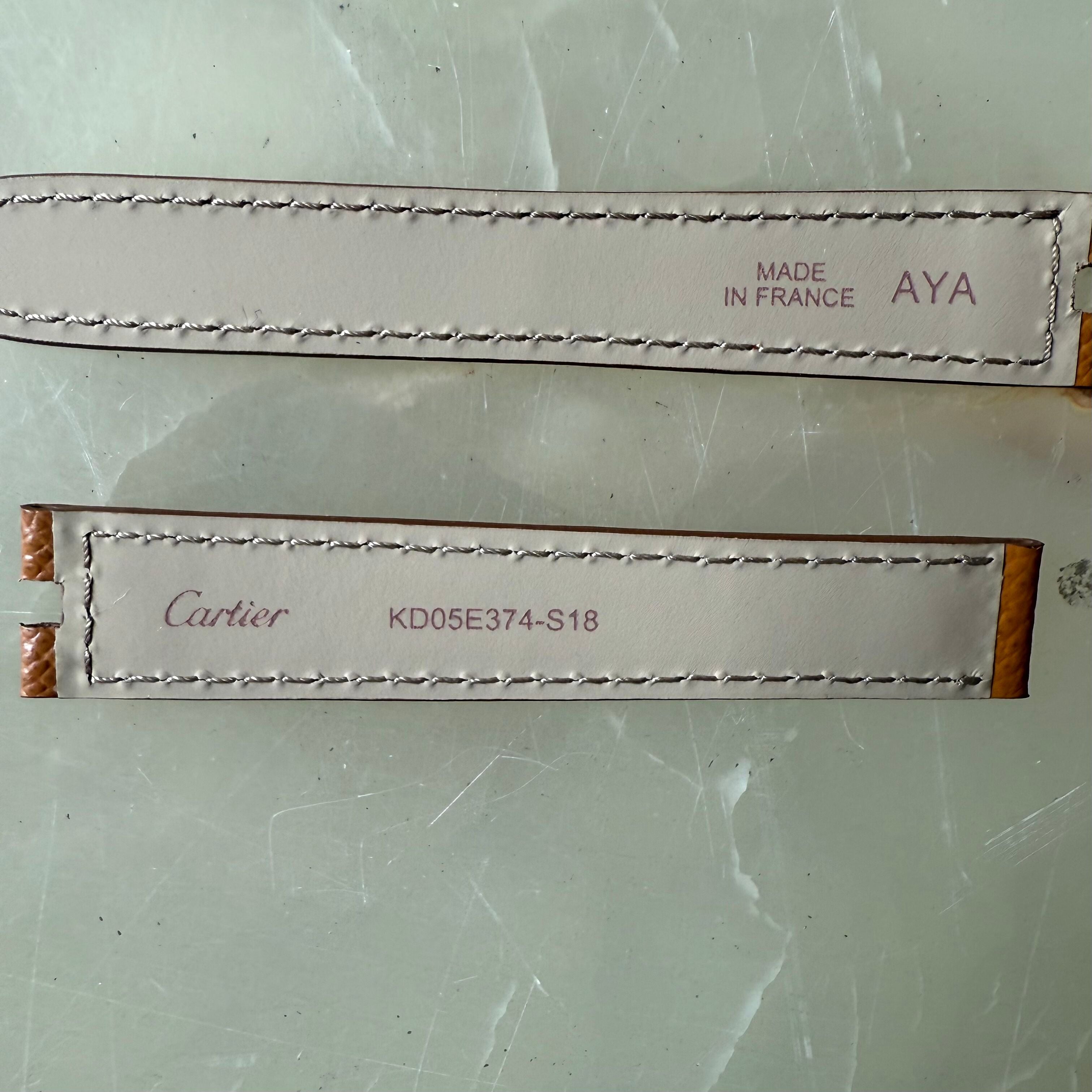 Authentic Cartier Baignoire Brown Calfskin Watch Strap Band 16mm KD05E374-S18