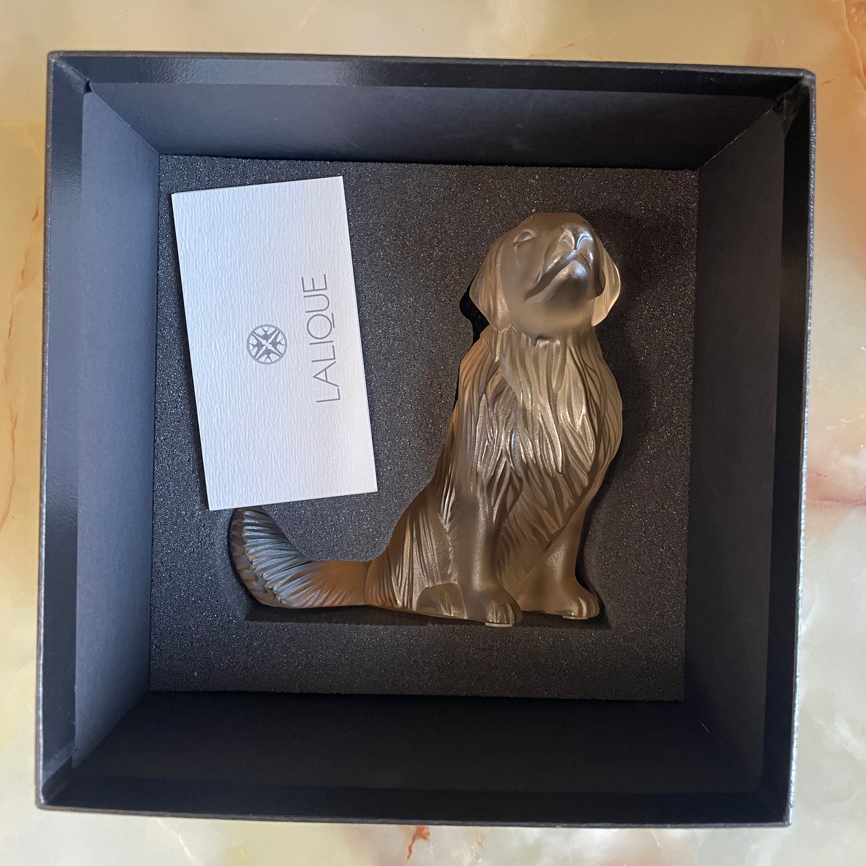 Lalique Motif Golden Dog Figurine #110647