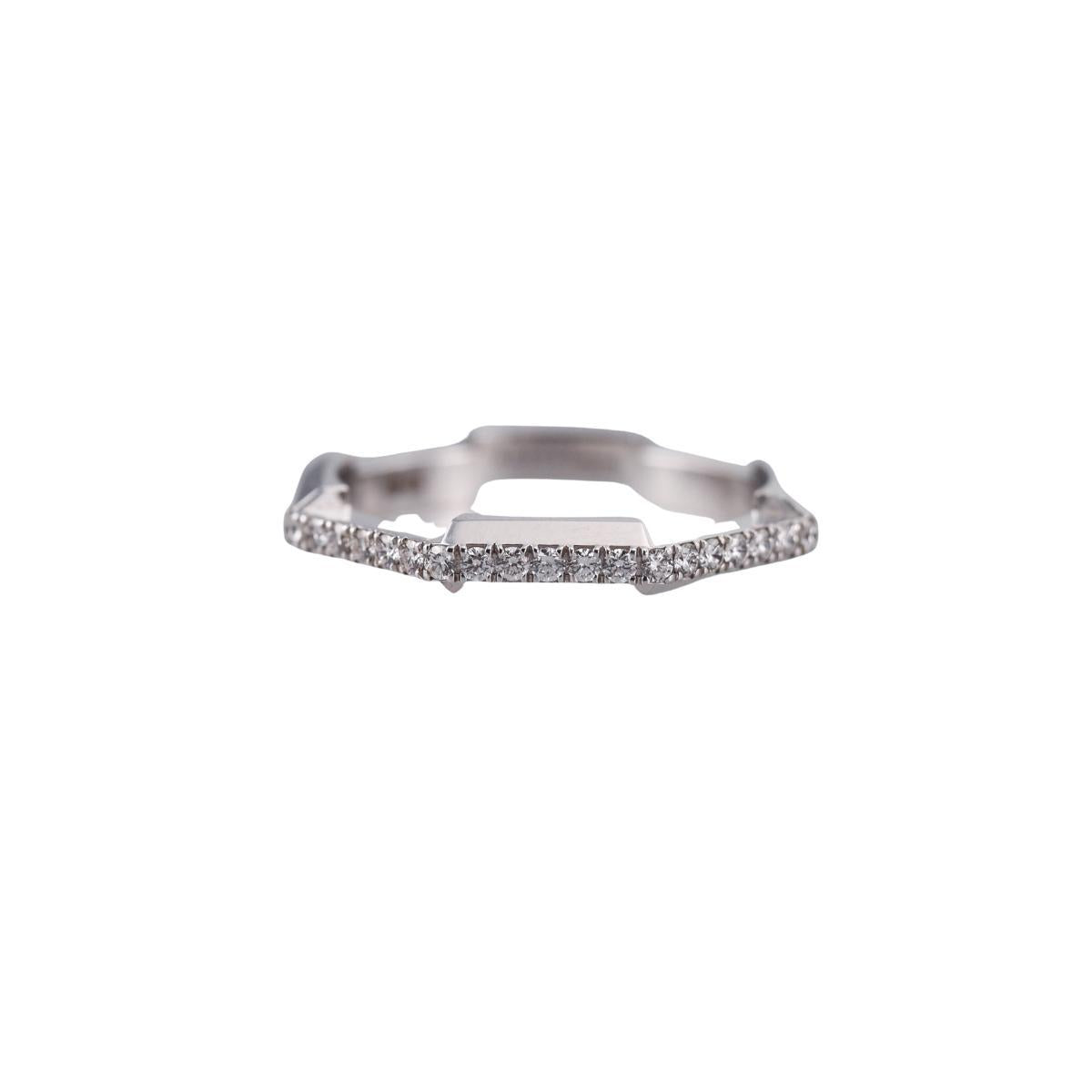 Gucci Link to Love 18K Gold Diamond Studded 3mm Band Ring
