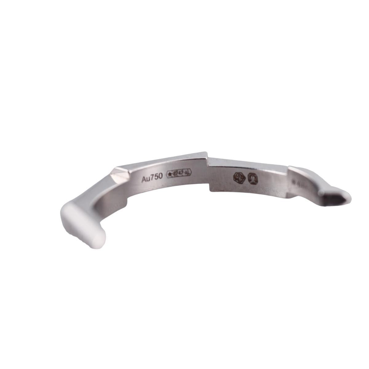 Gucci Link to Love 18K White Gold Studded 3mm Band Ring