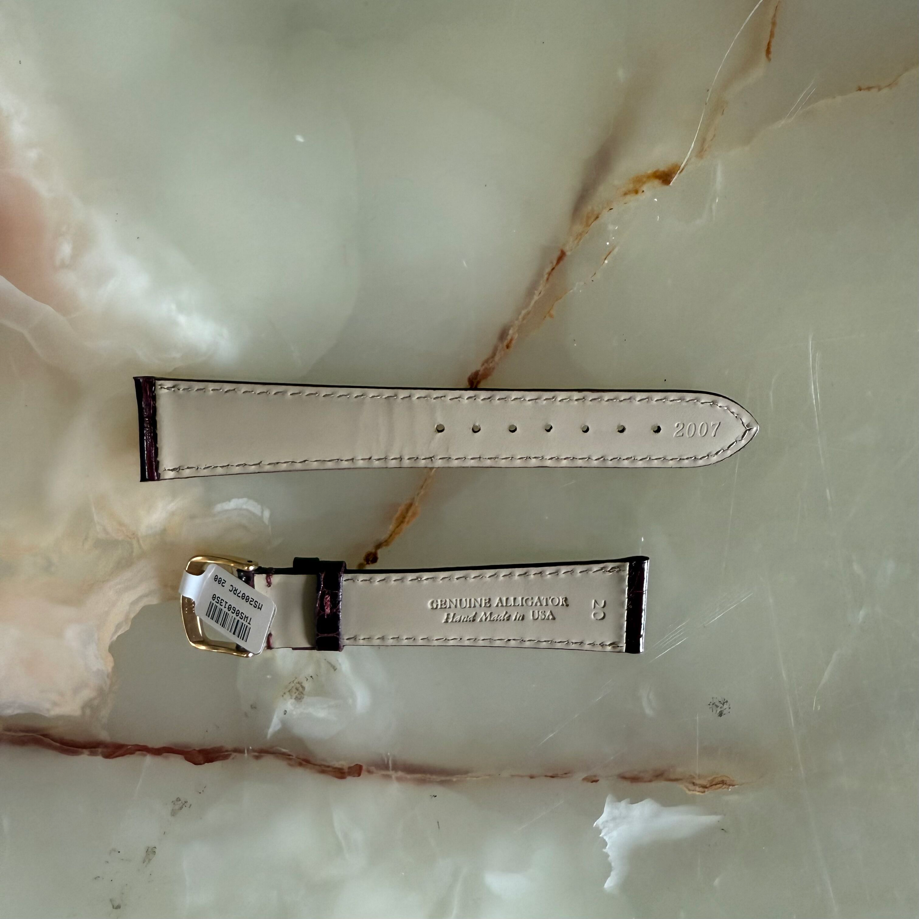 Genuine Alligator Burgundy Watch Strap Band 20mm Padded & Stitched w Buckle