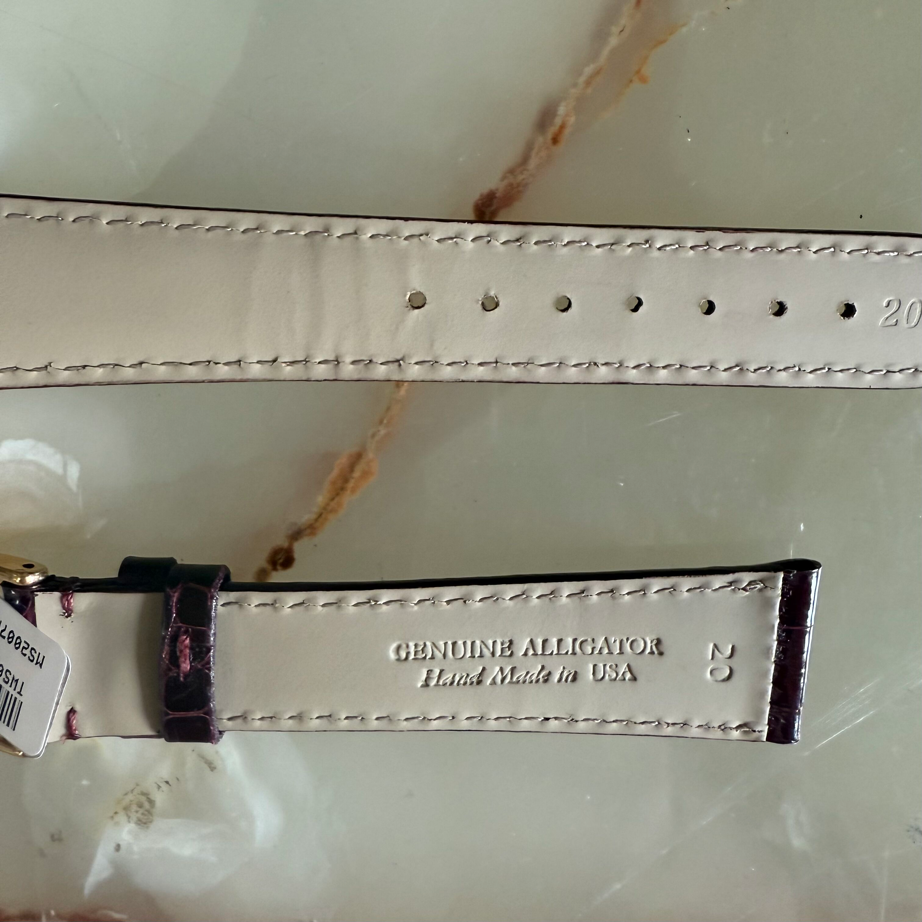 Genuine Alligator Burgundy Watch Strap Band 20mm Padded & Stitched w Buckle