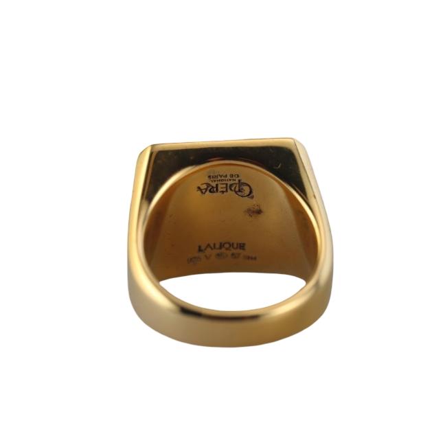 Lalique Arethuse Black Crystal Vermeil Silver Signet Ring 10697300