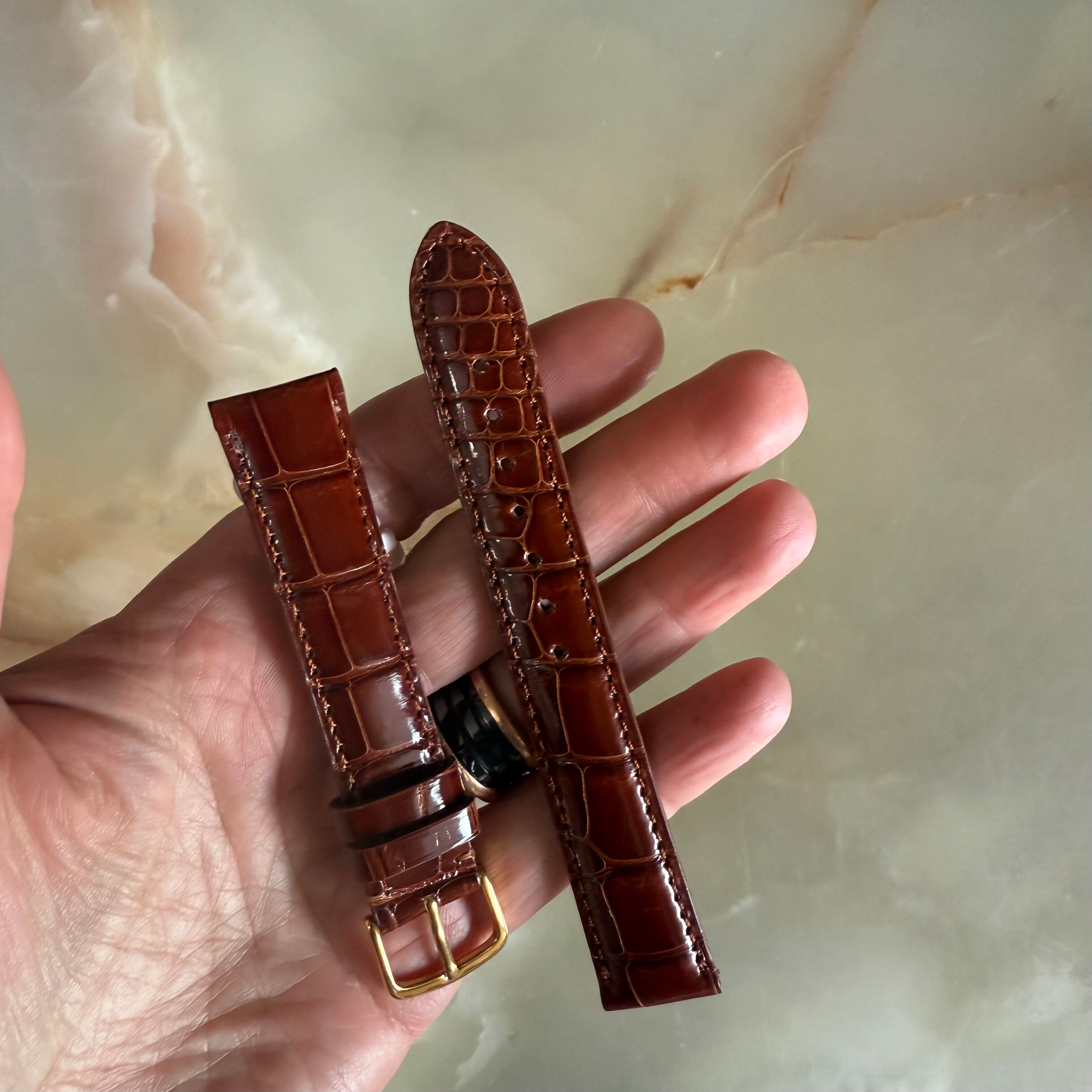 Genuine Alligator Brown Watch Strap Band 18mm Padded & Stitched w Buckle