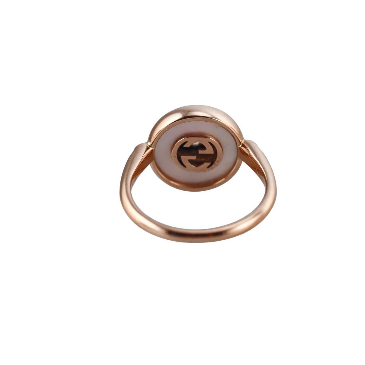 Gucci Interlocking G 18K Rose Gold Diamond MOP Ring