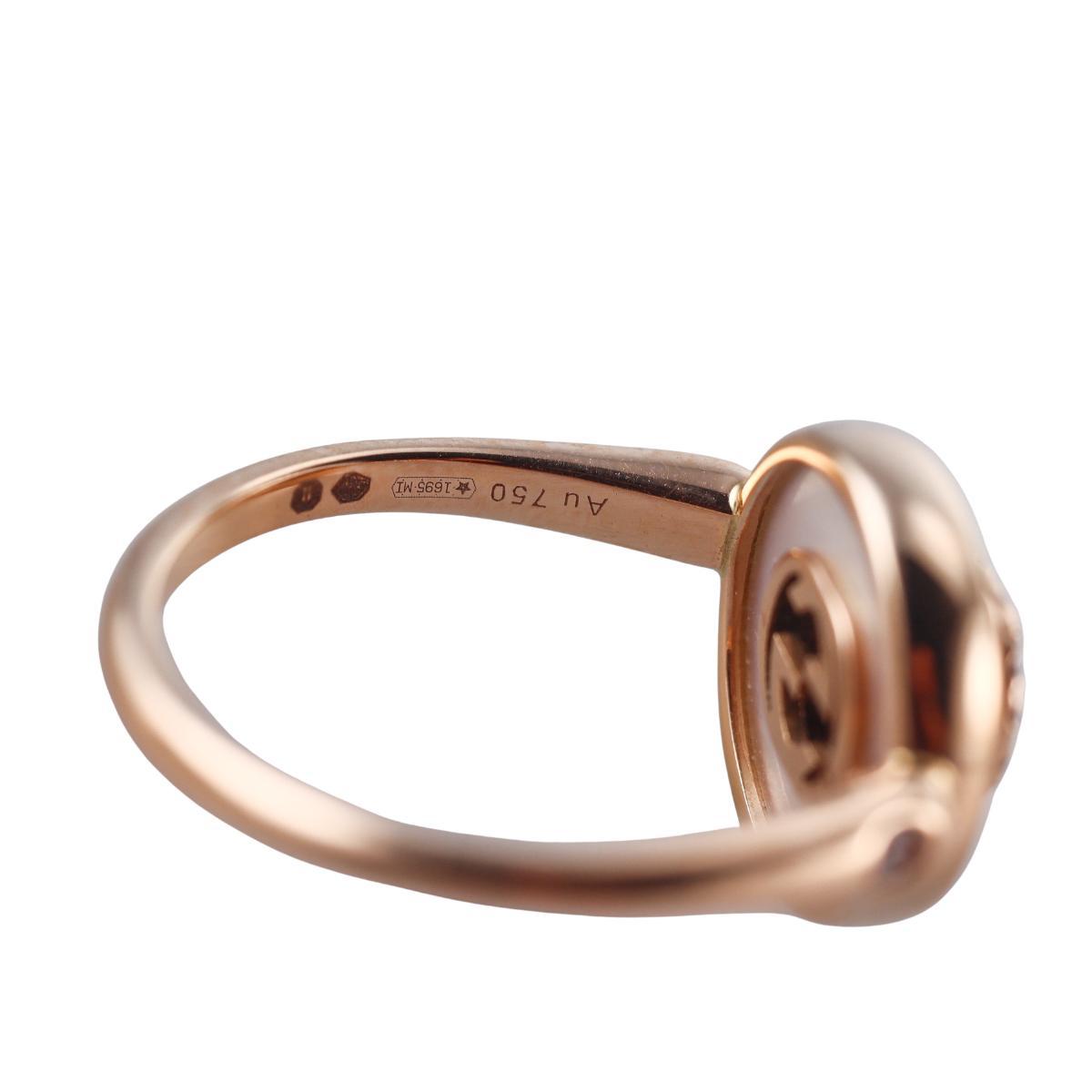 Gucci Interlocking G 18K Rose Gold Diamond MOP Ring