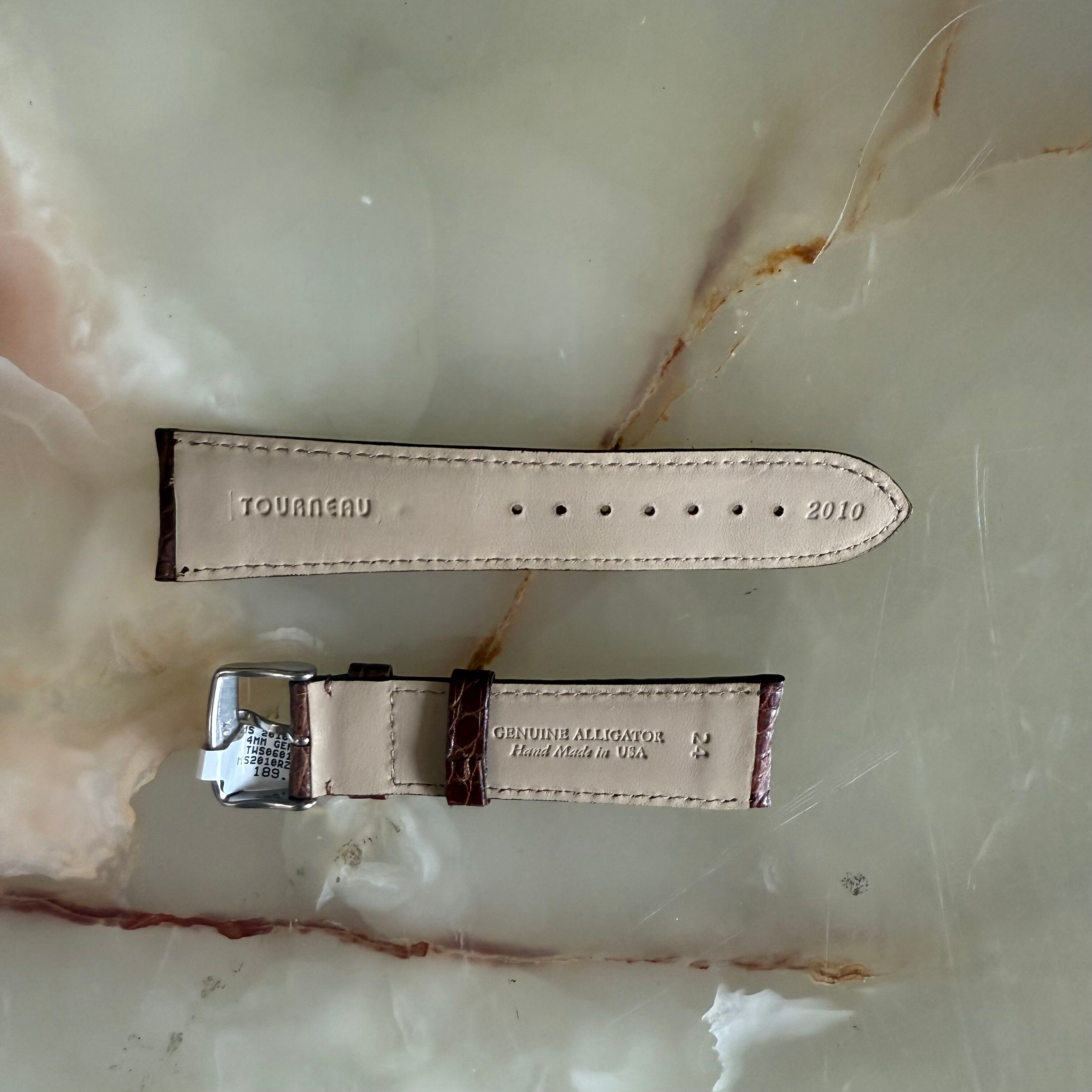 Genuine Alligator Brown Watch Strap Band 24mm Padded & Stitched w Buckle