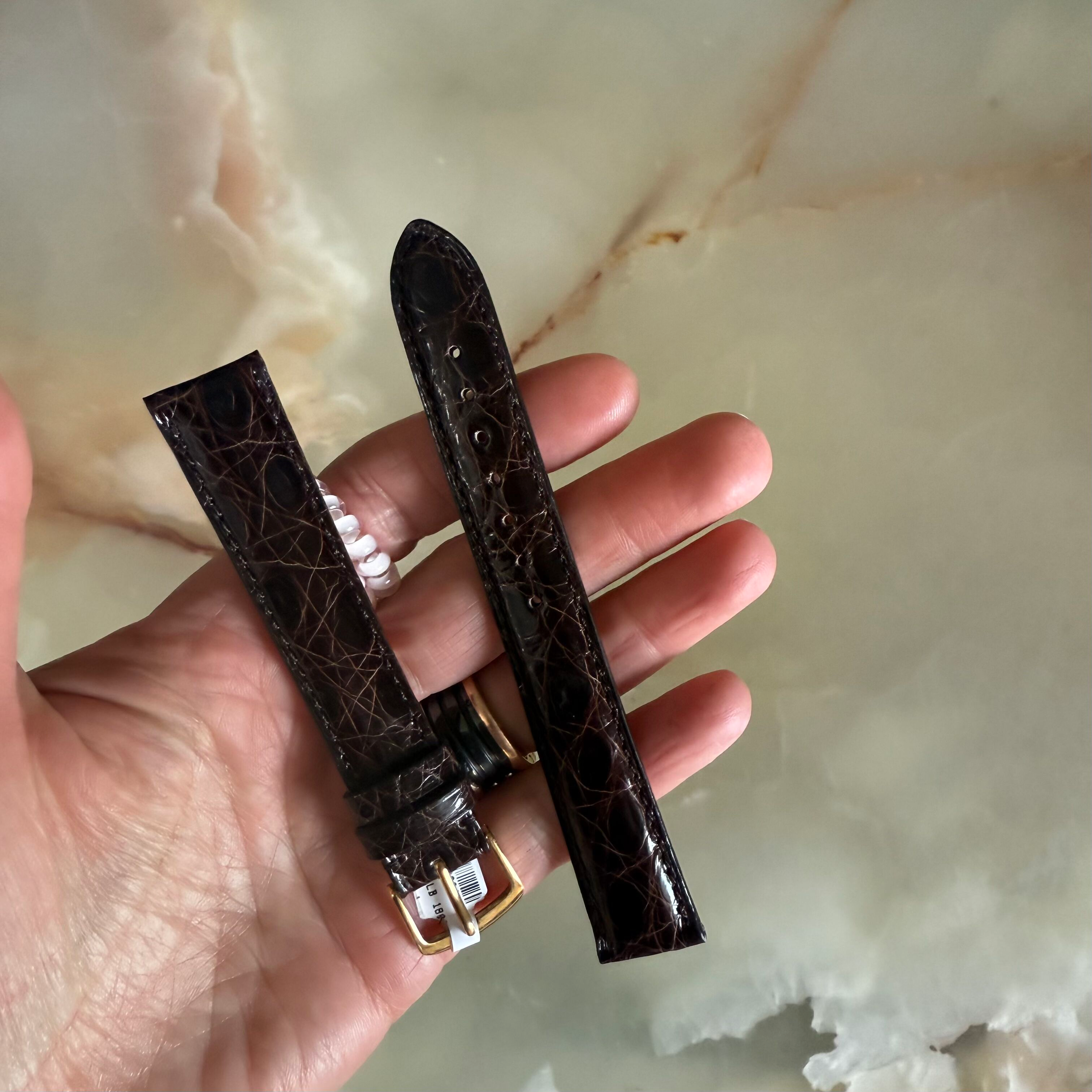 Genuine Crocodile Brown Watch Strap Band 18mm Padded & Stitched w Buckle