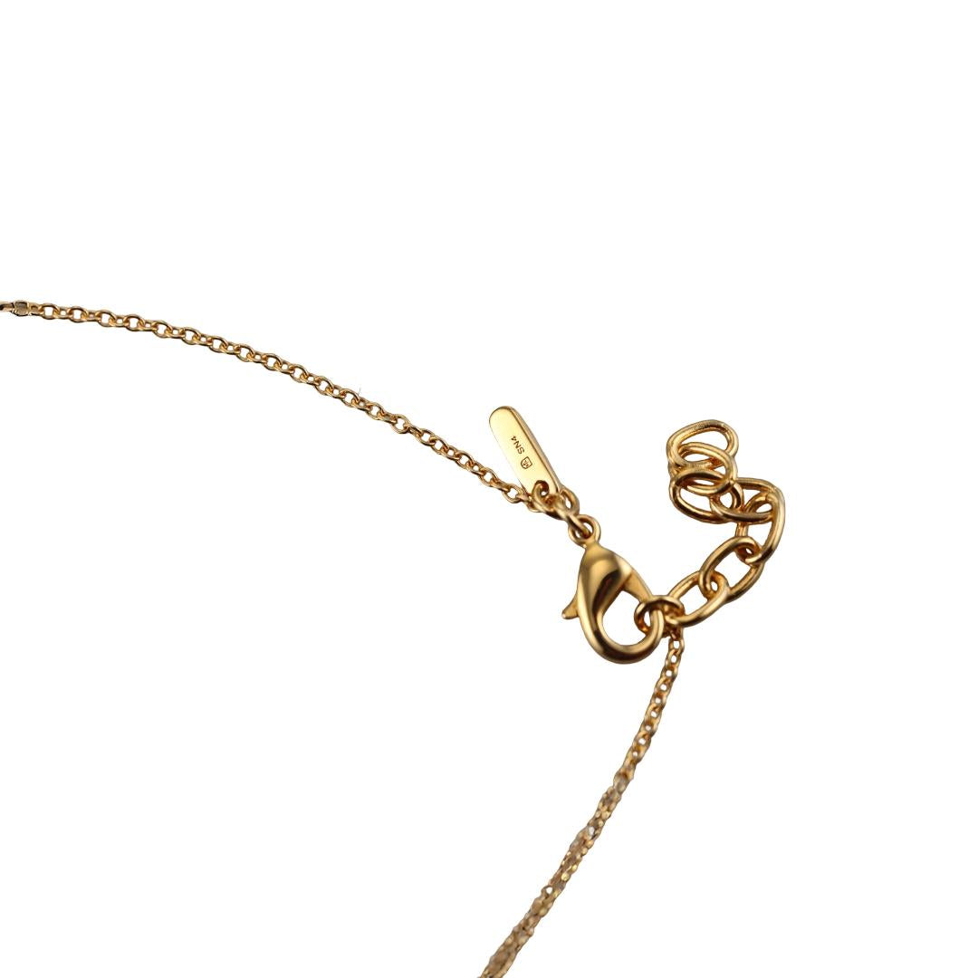 Lalique Pivoine Peony Flower Red Crystal Gold Plate Pendant Necklace 10706000