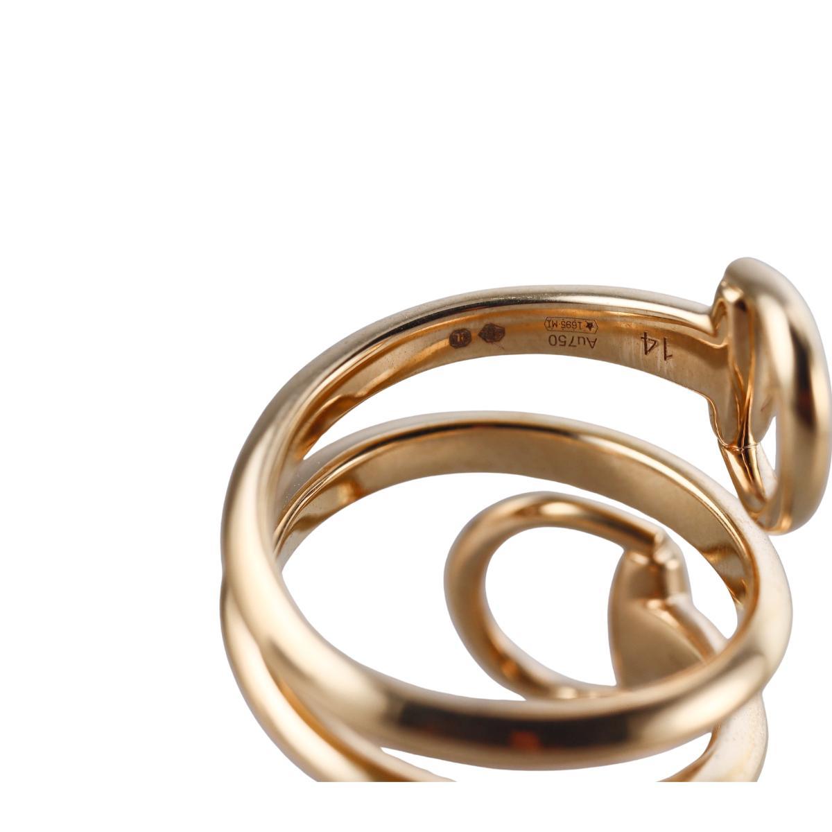 Gucci Horsebit 18K Yellow Gold Contrarie Ring
