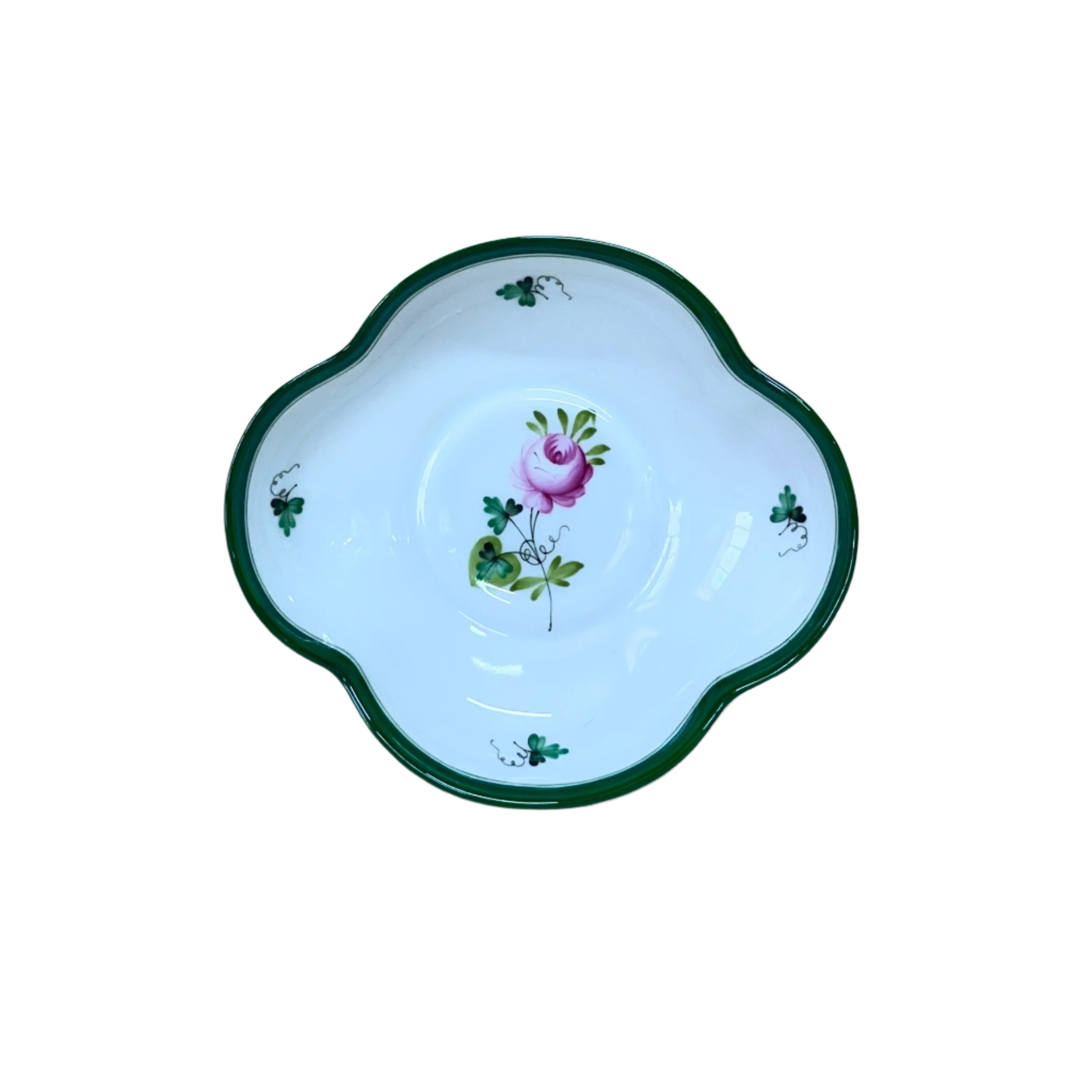 Herend Porcelain Vienna Rose Cup & Saucer Clover Shape Coffee 4198-2-00/VRH 4198-1-00/VRH