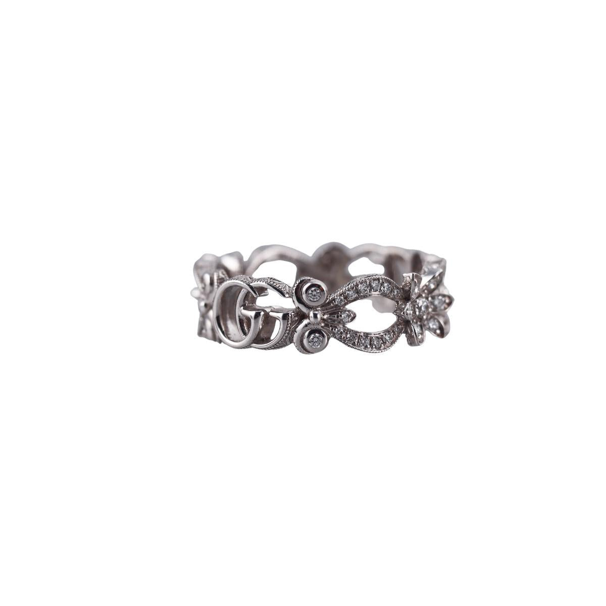 Gucci Flora 18K Gold Diamond Band Ring