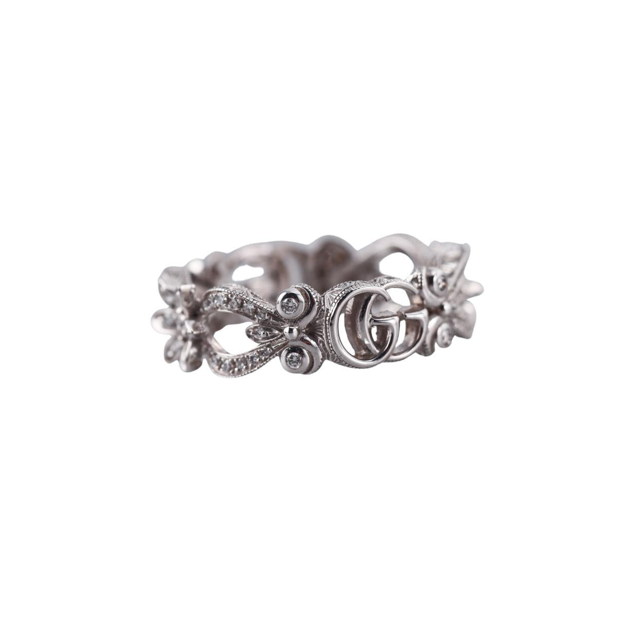 Gucci Flora 18K Gold Diamond Band Ring