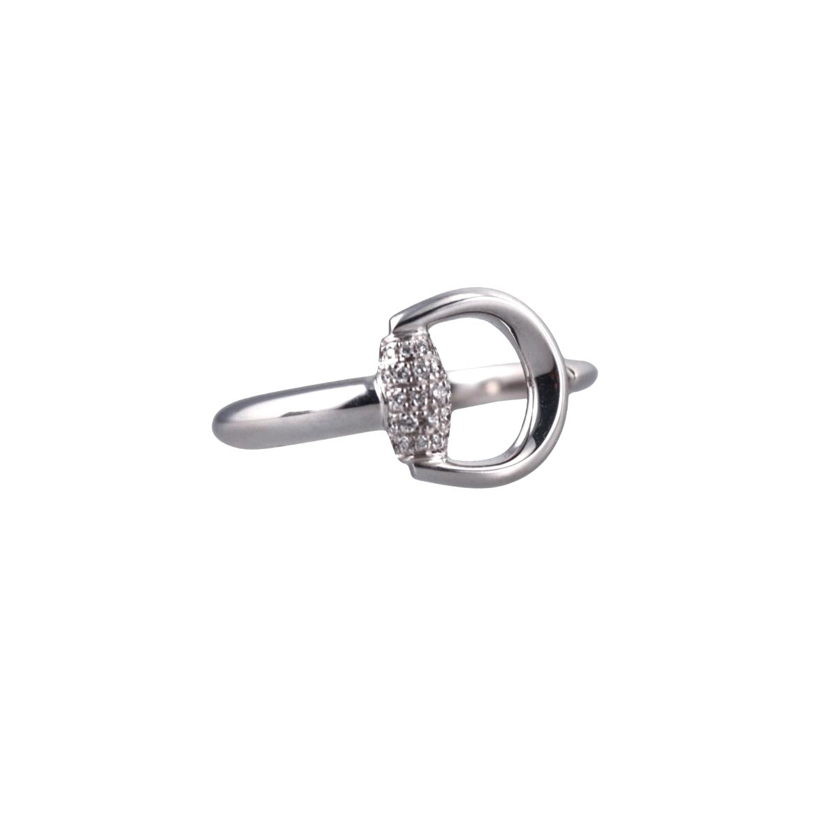 Gucci Horsebit 18k White Gold Diamond Ring