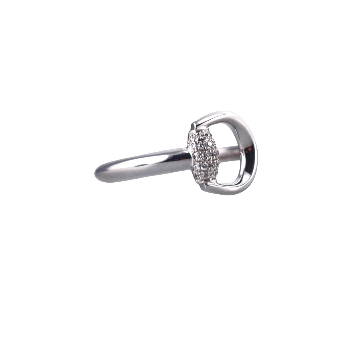Gucci Horsebit 18k White Gold Diamond Ring