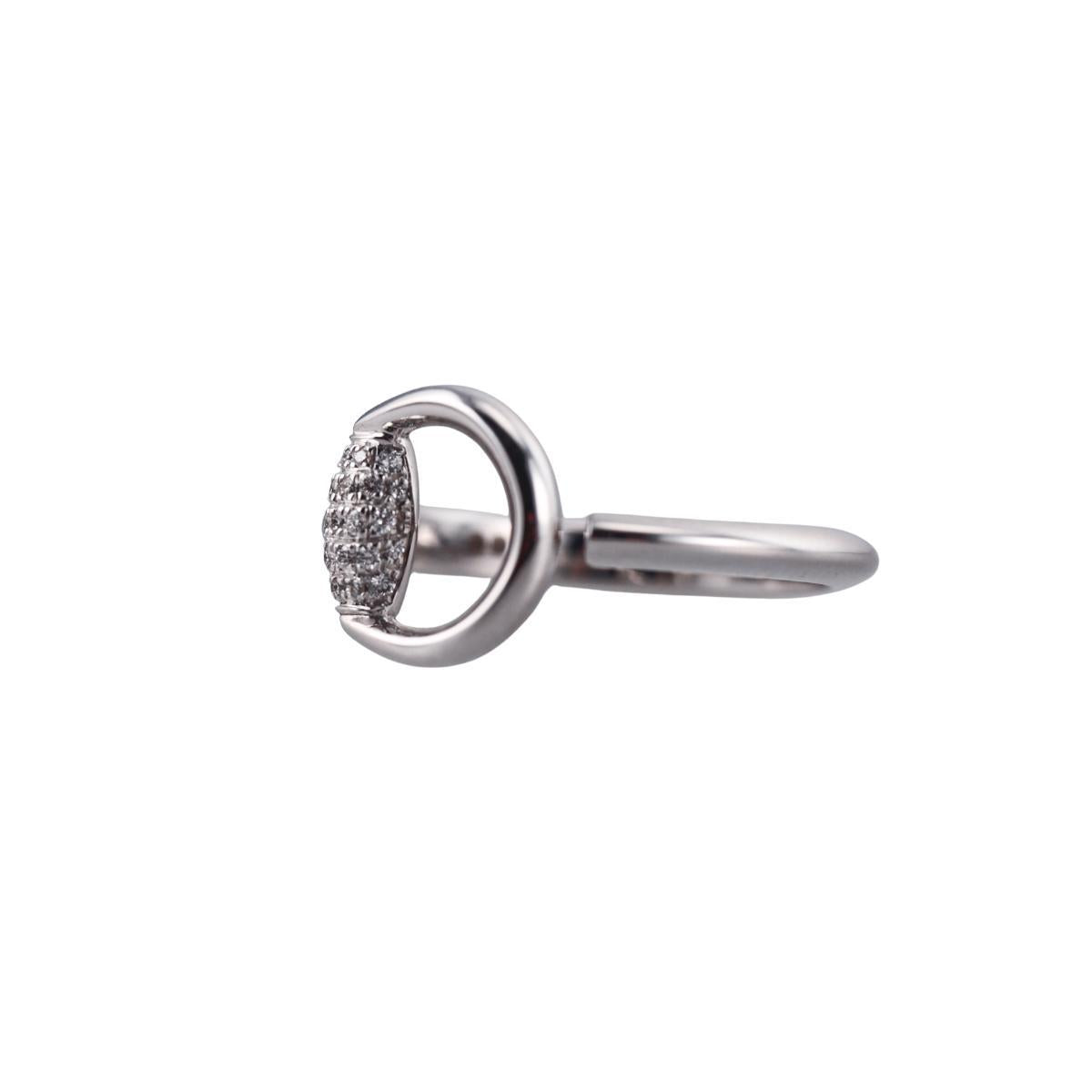 Gucci Horsebit 18k White Gold Diamond Ring