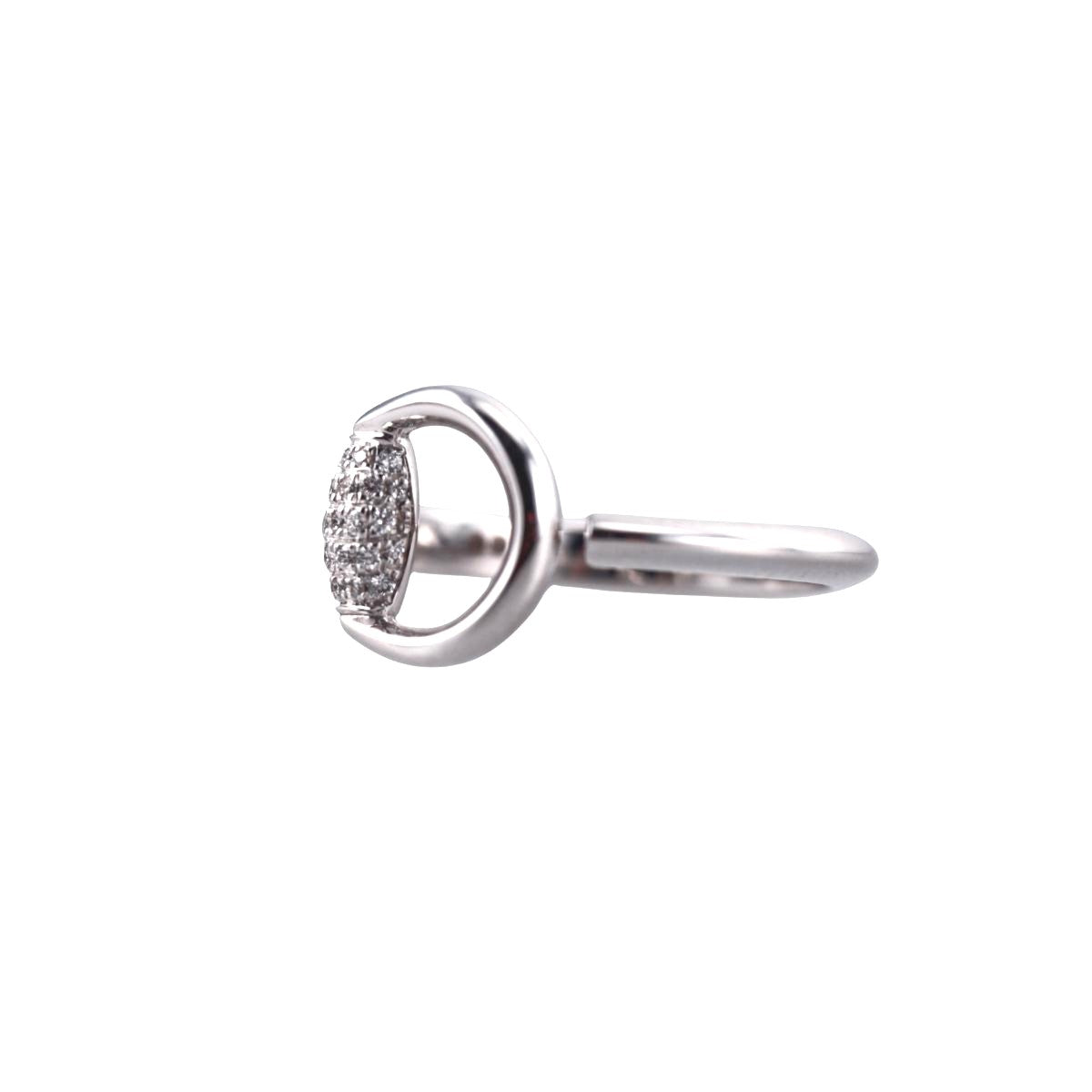 Gucci Horsebit 18k White Gold Diamond Ring