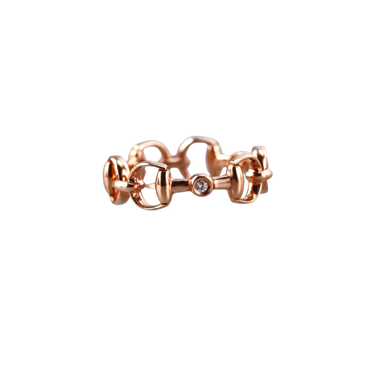 Gucci Horsebit Mini 18K Rose Gold Diamond Band Ring