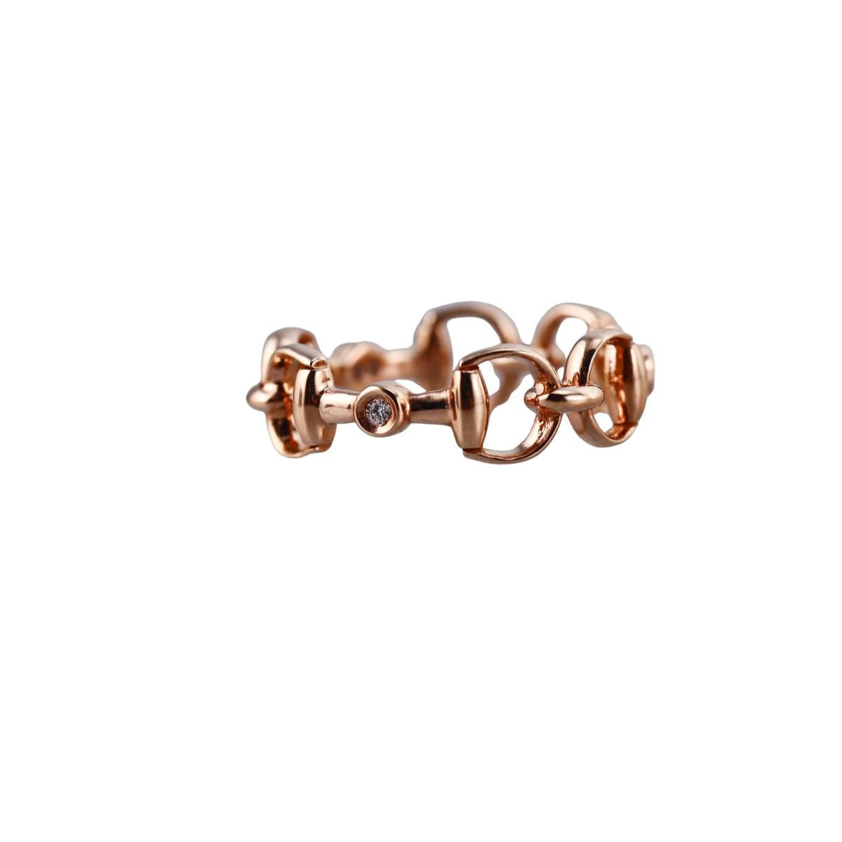 Gucci Horsebit Mini 18K Rose Gold Diamond Band Ring