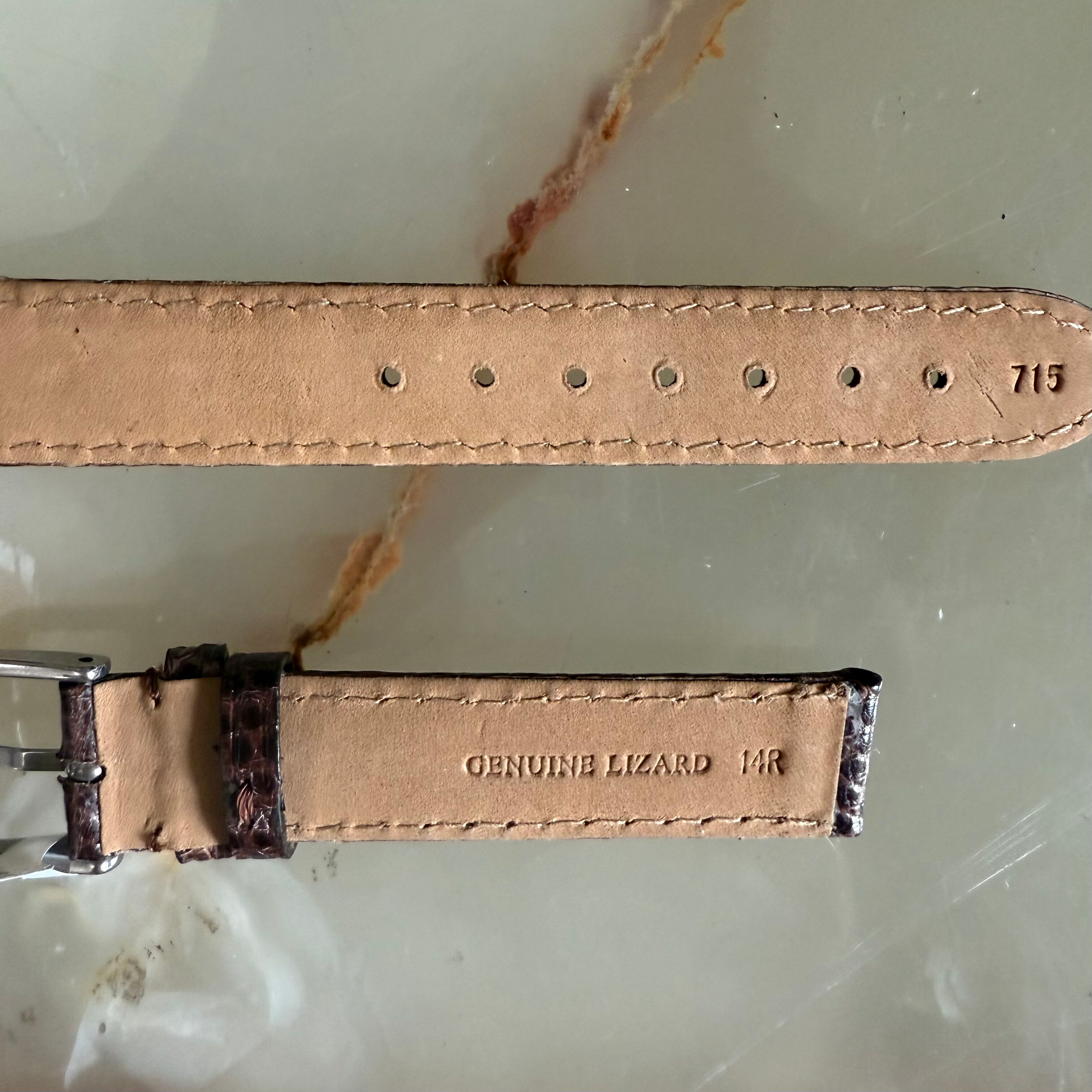 Genuine Lizard Brown Watch Strap Band 14mm Padded & Stitched w Buckle
