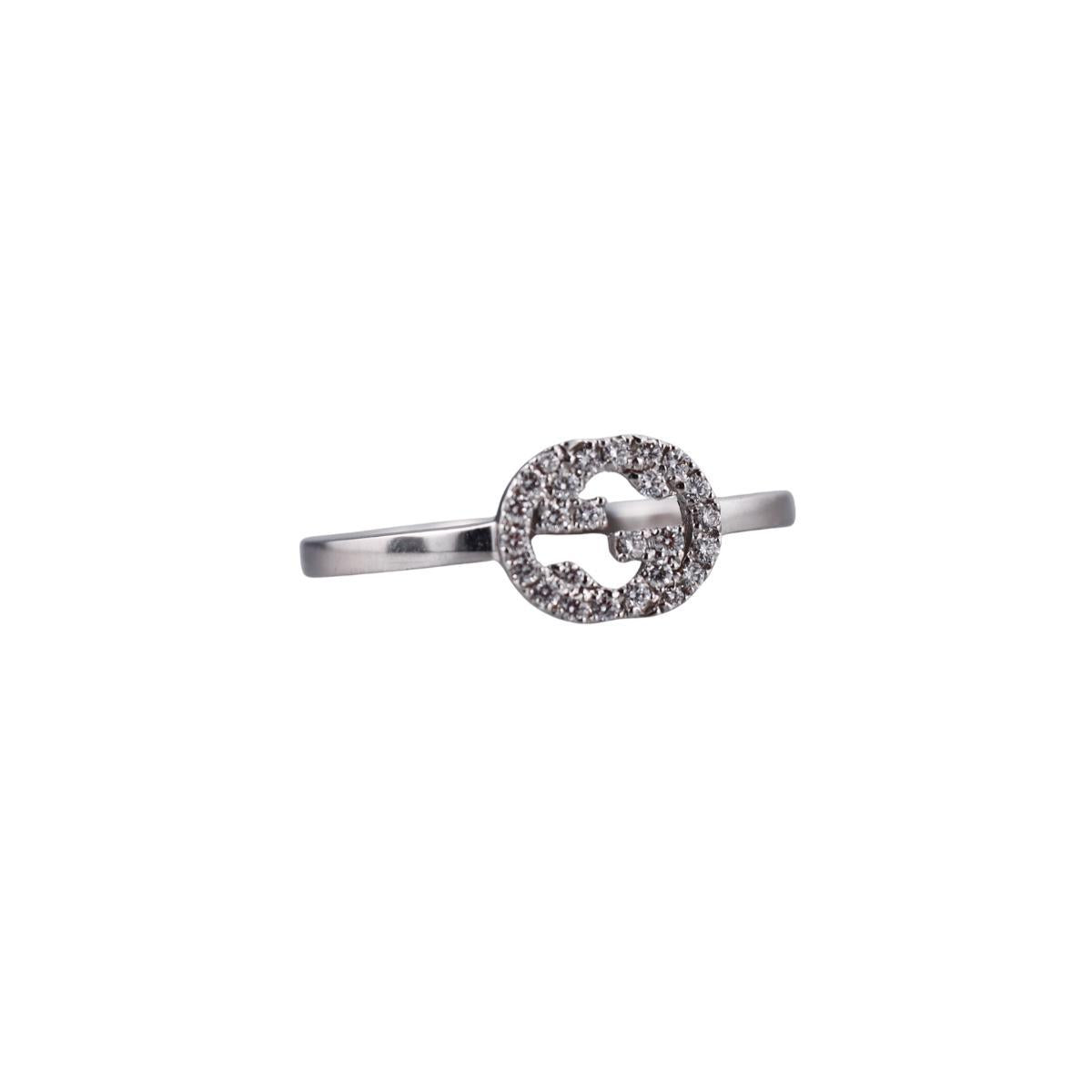 Gucci Iterlocking GG 18K White Gold Diamond Ring