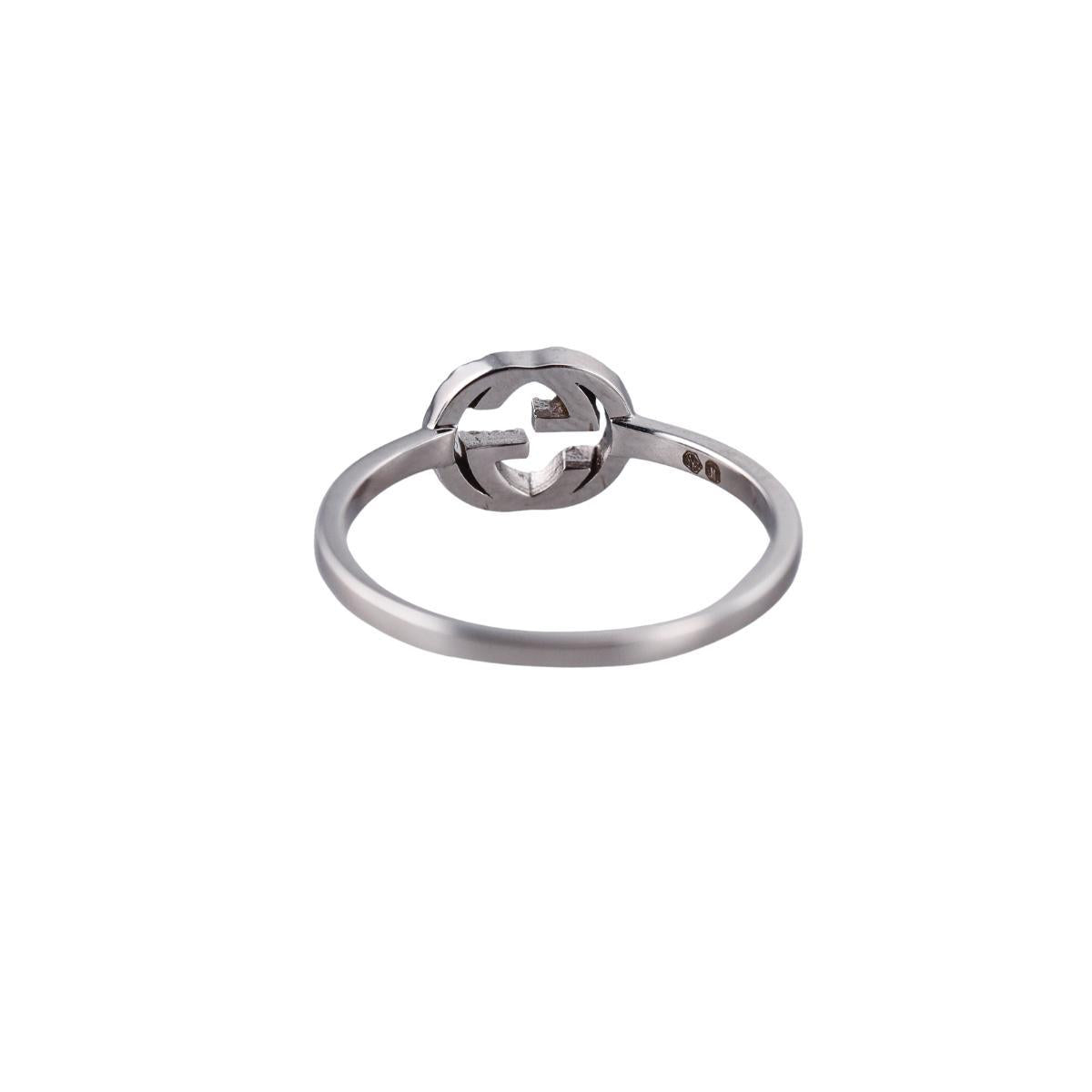 Gucci Iterlocking GG 18K White Gold Diamond Ring