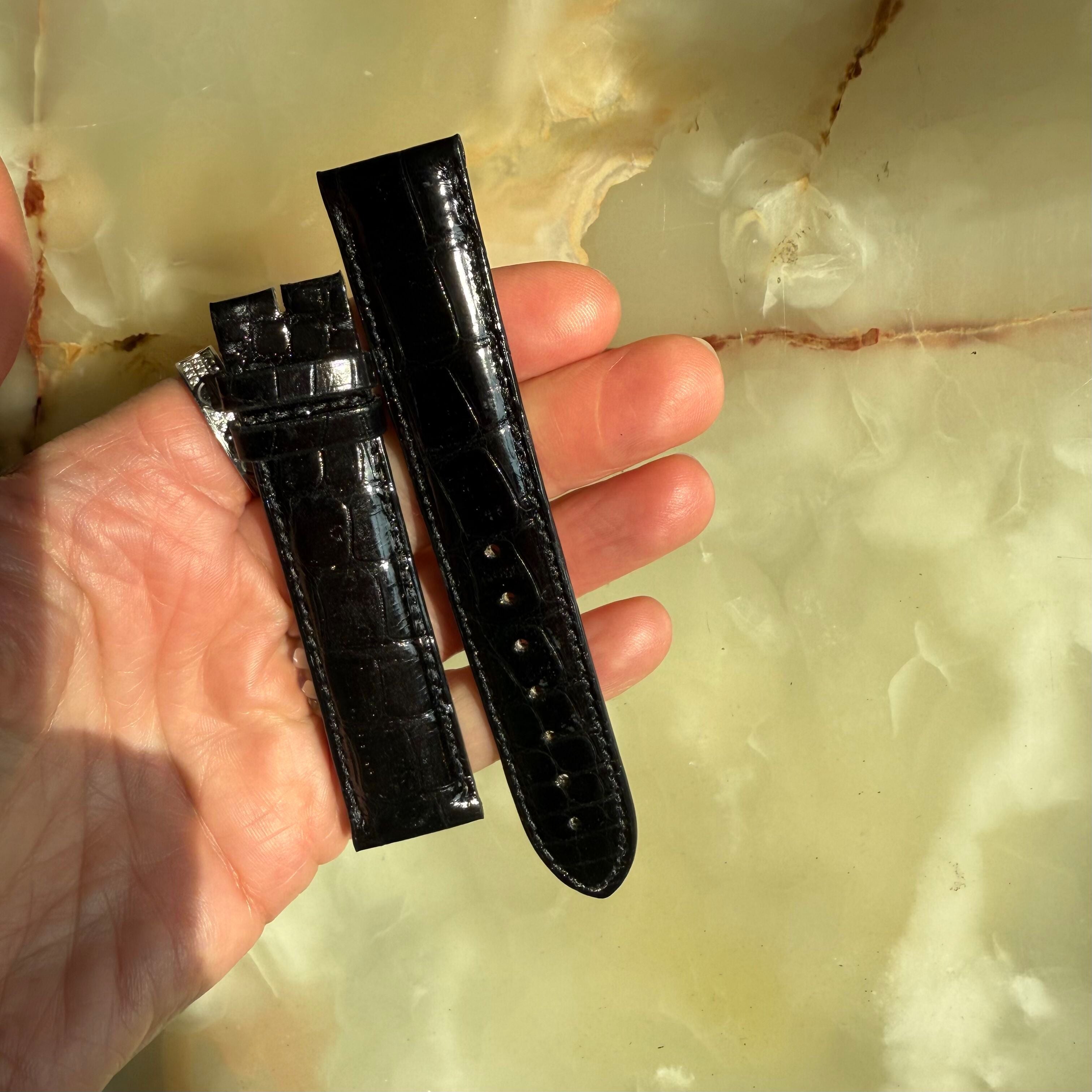 Authentic Cartier Black Alligator Watch Strap Band 20mm KD18B037