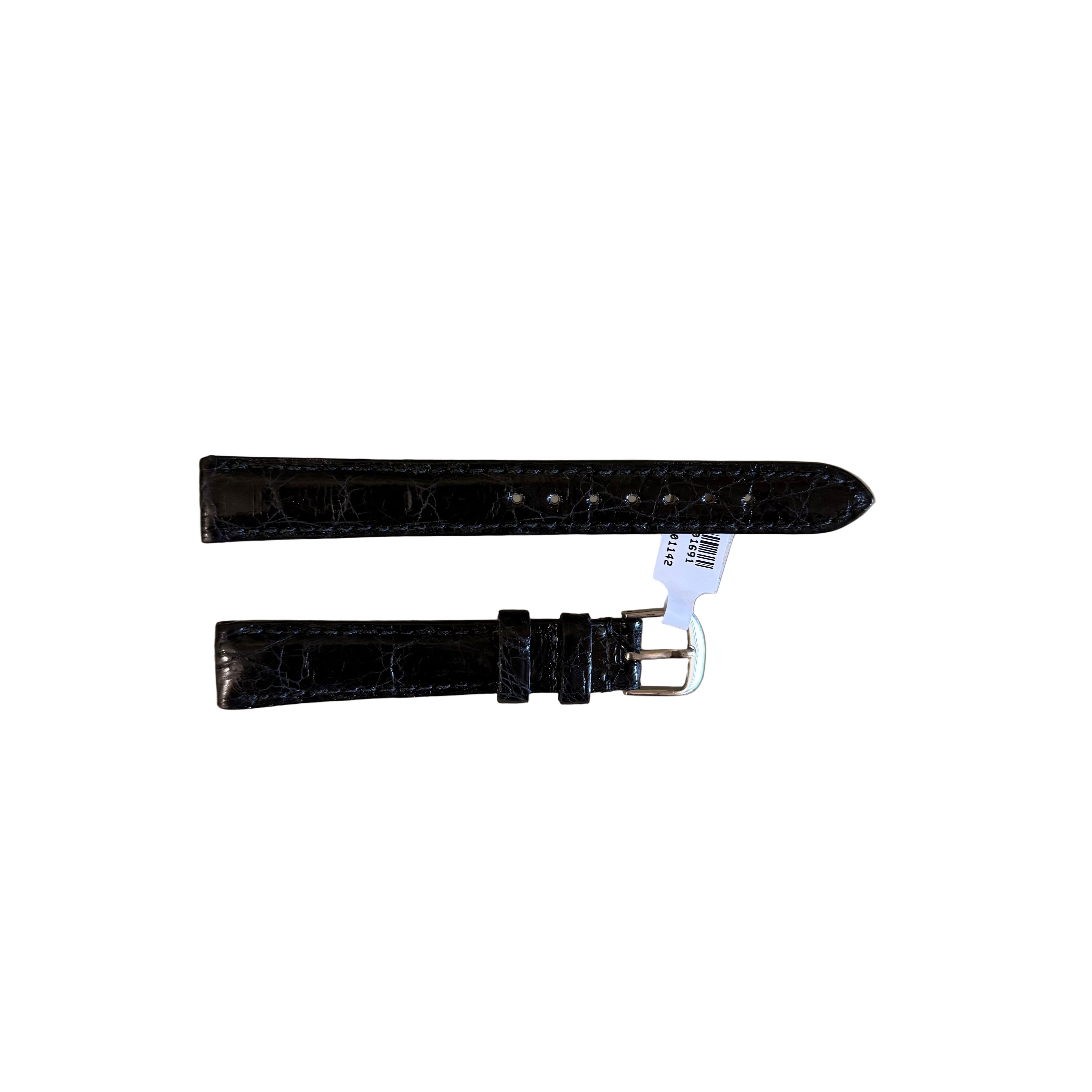 Genuine Crocodile Black Watch Strap Band 14mm Padded & Stitched w Buckle