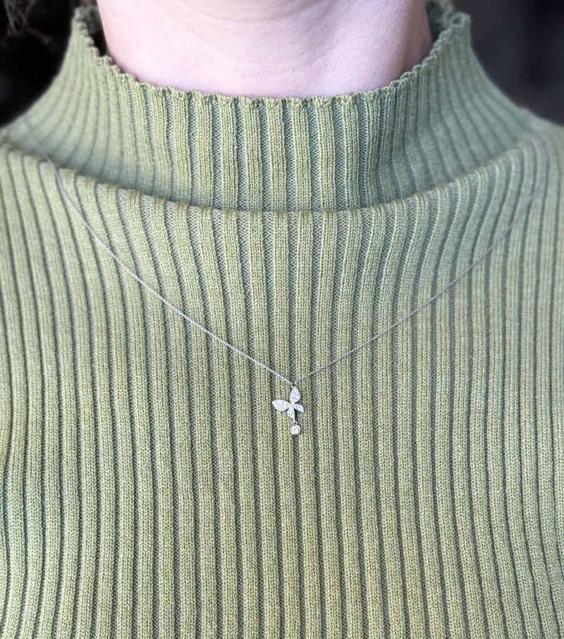 Mimi Milano  Farfalla Diamond Gold Butterfly Charm Necklace