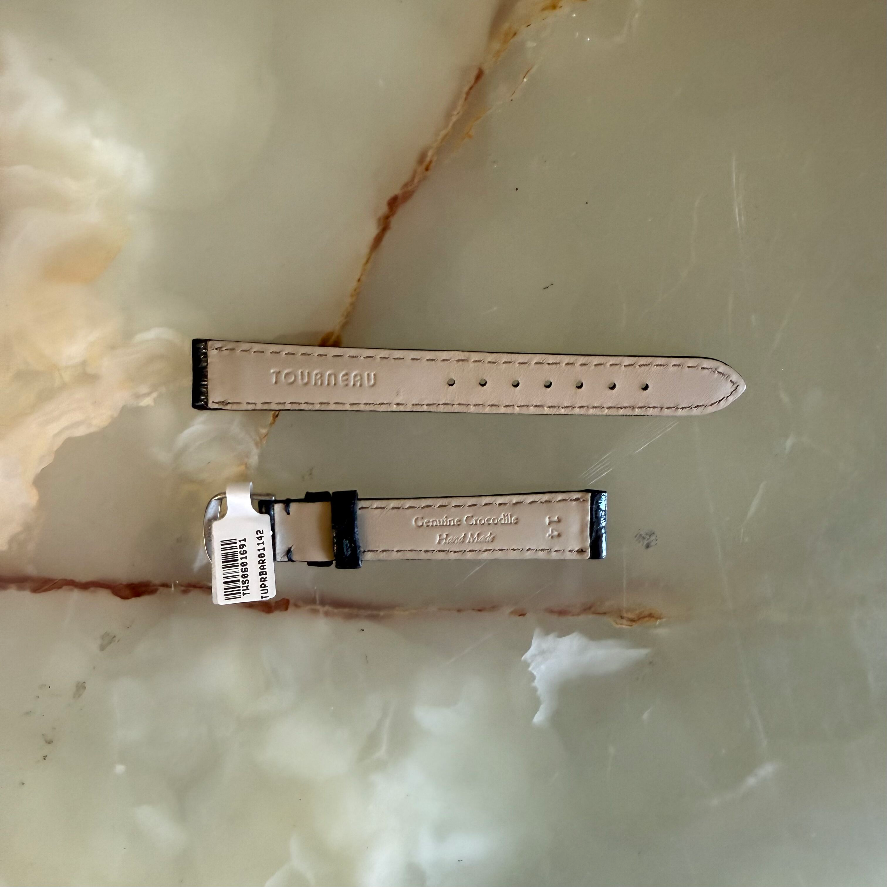 Genuine Crocodile Black Watch Strap Band 14mm Padded & Stitched w Buckle