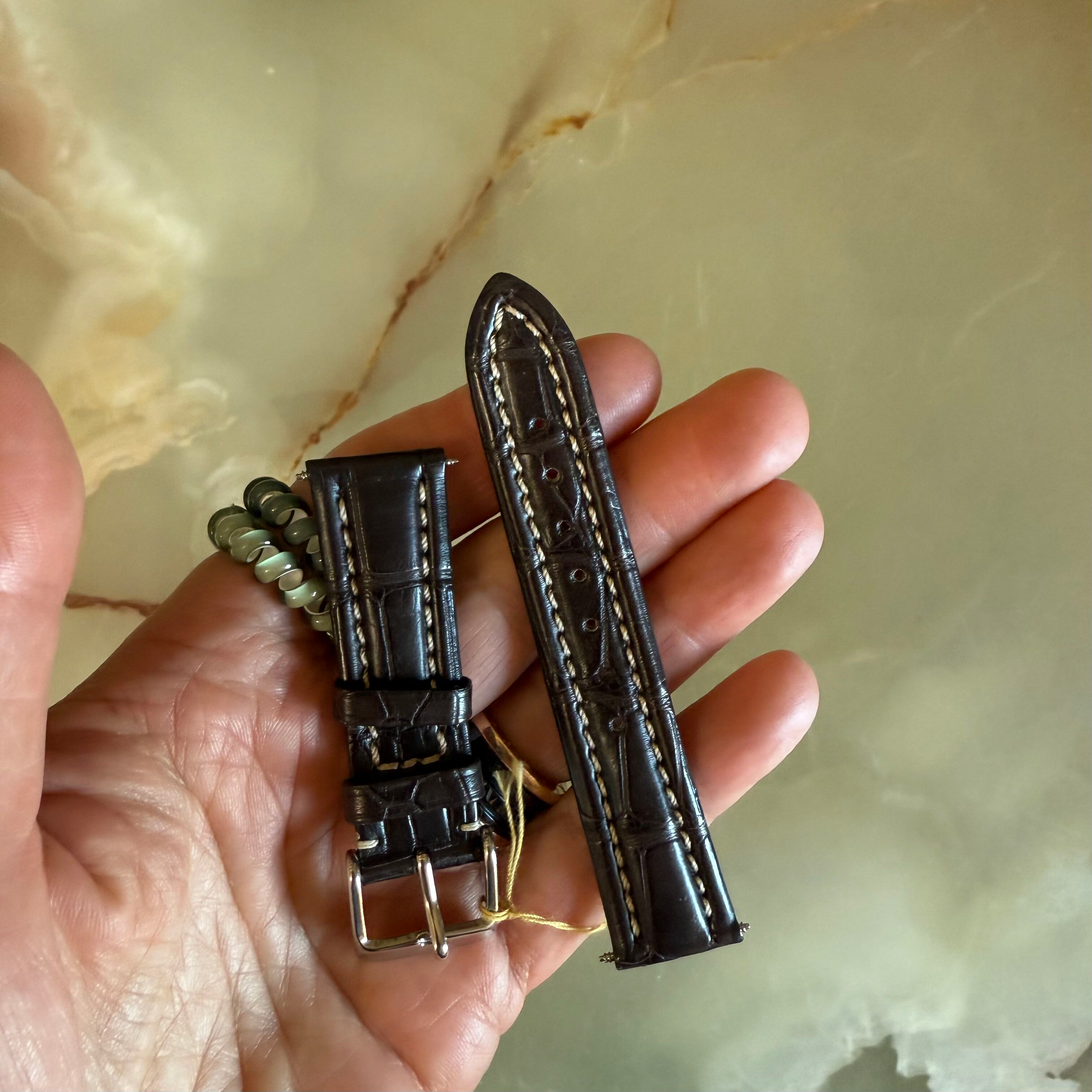 Genuine Alligator Brown Watch Strap Band 18mm Padded & Stitched w Buckle