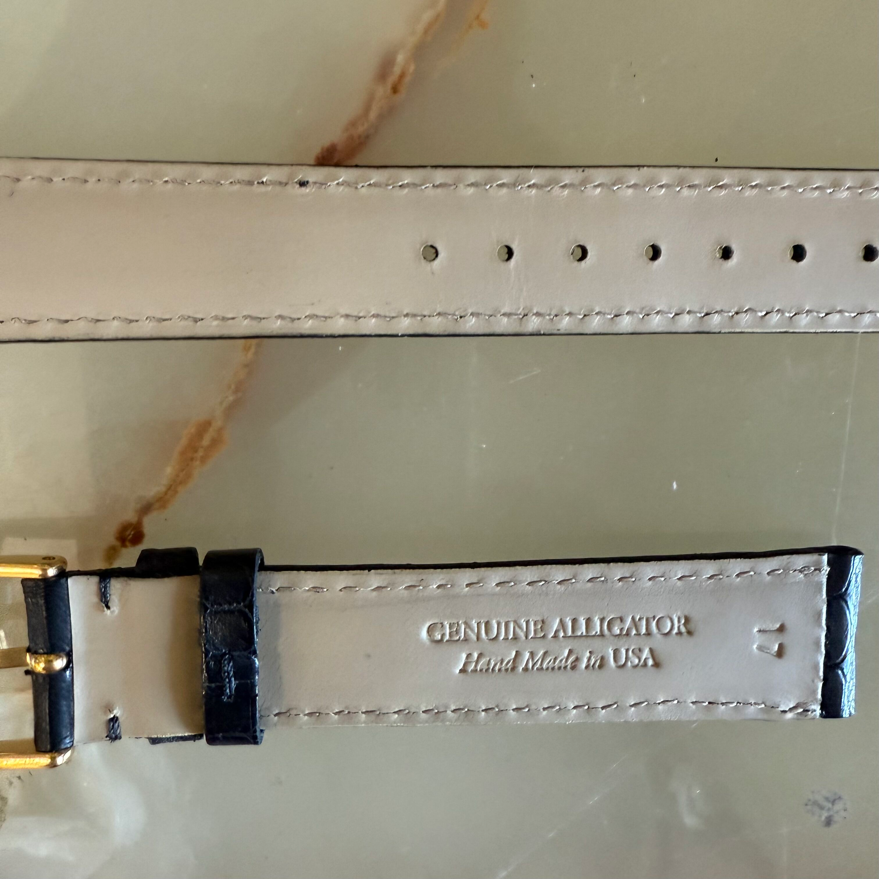 Genuine Alligator Black Watch Strap Band 17mm Padded & Stitched w Buckle
