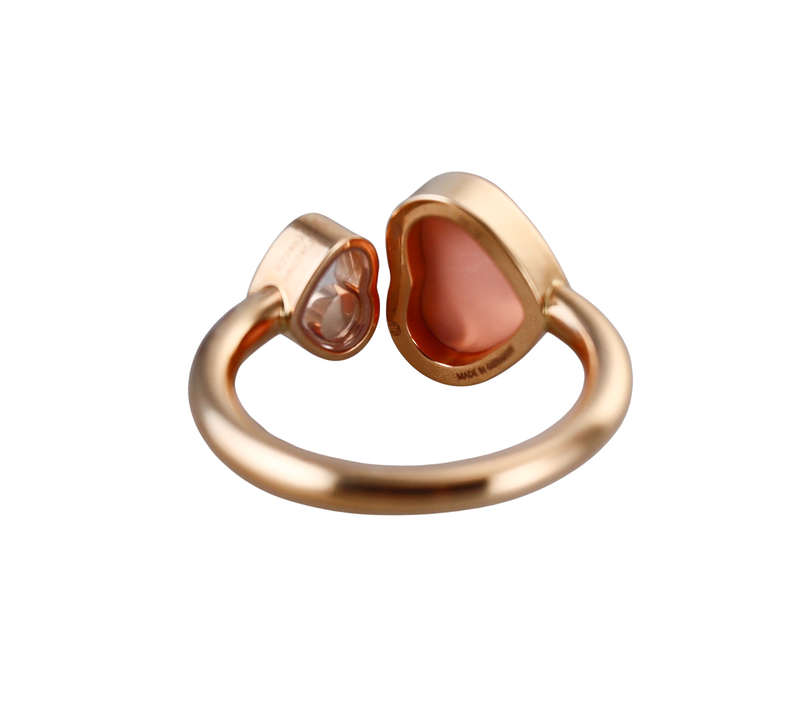 Chopard Happy Hearts Rose Gold Diamond Pink Opal Ring N829482-5610