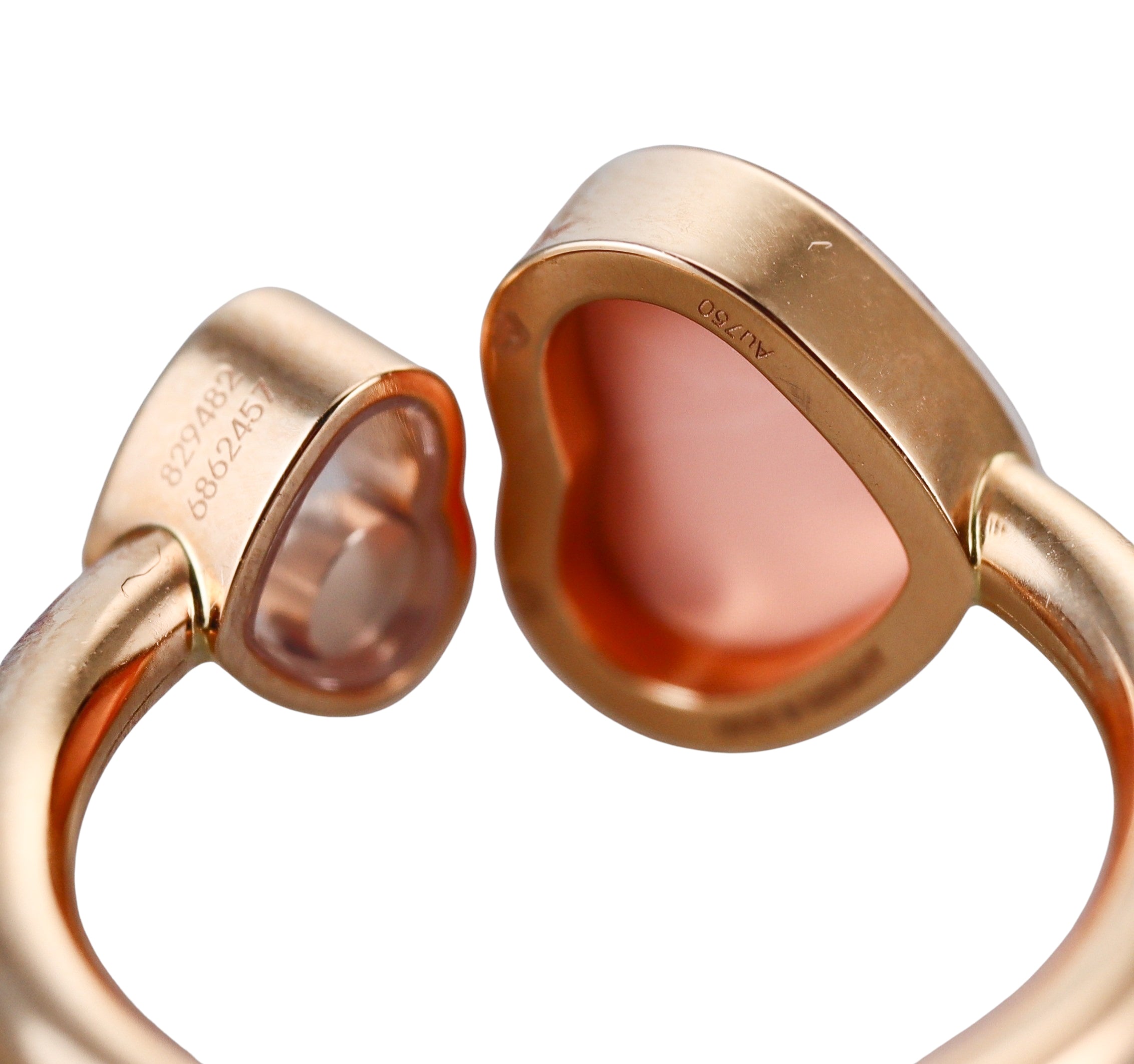 Chopard Happy Hearts Rose Gold Diamond Pink Opal Ring N829482-5610