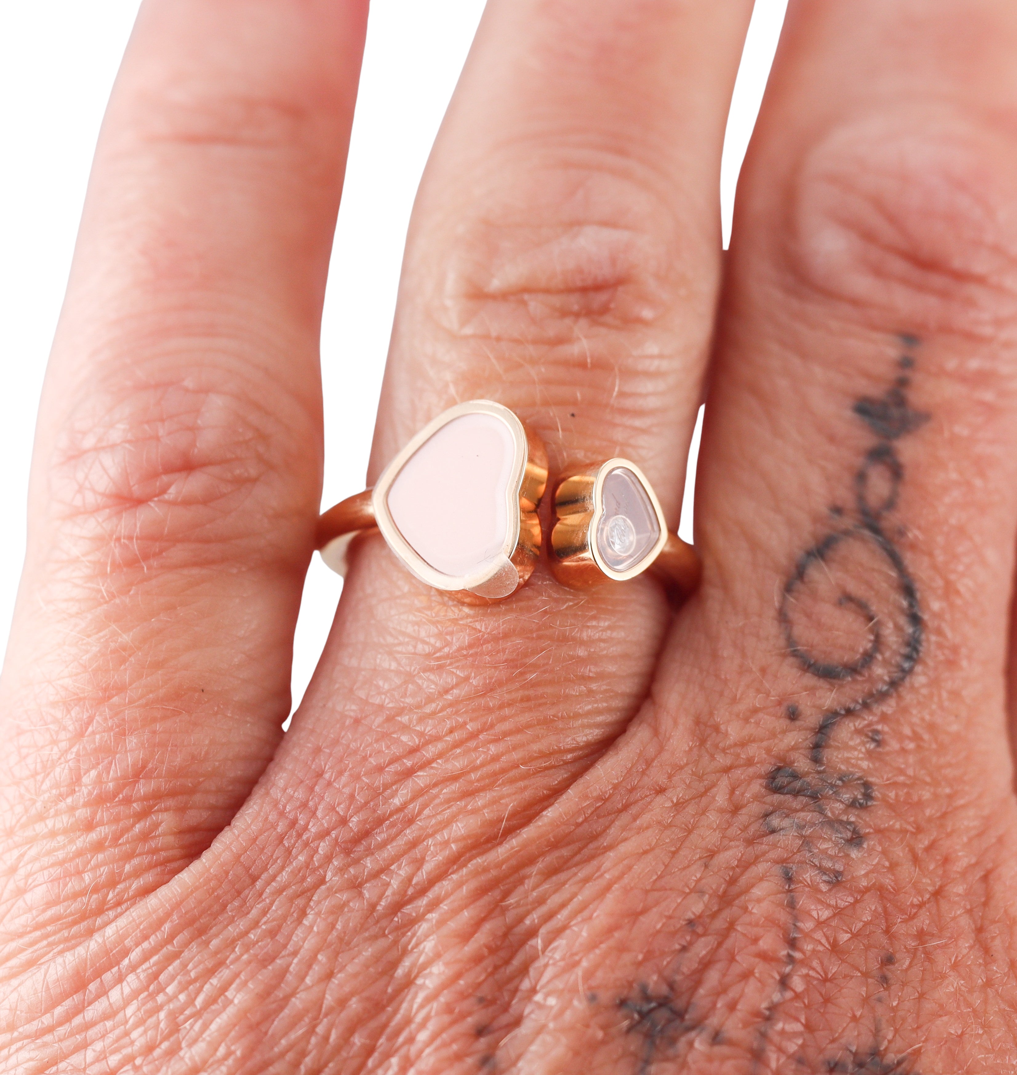 Chopard Happy Hearts Rose Gold Diamond Pink Opal Ring N829482-5610
