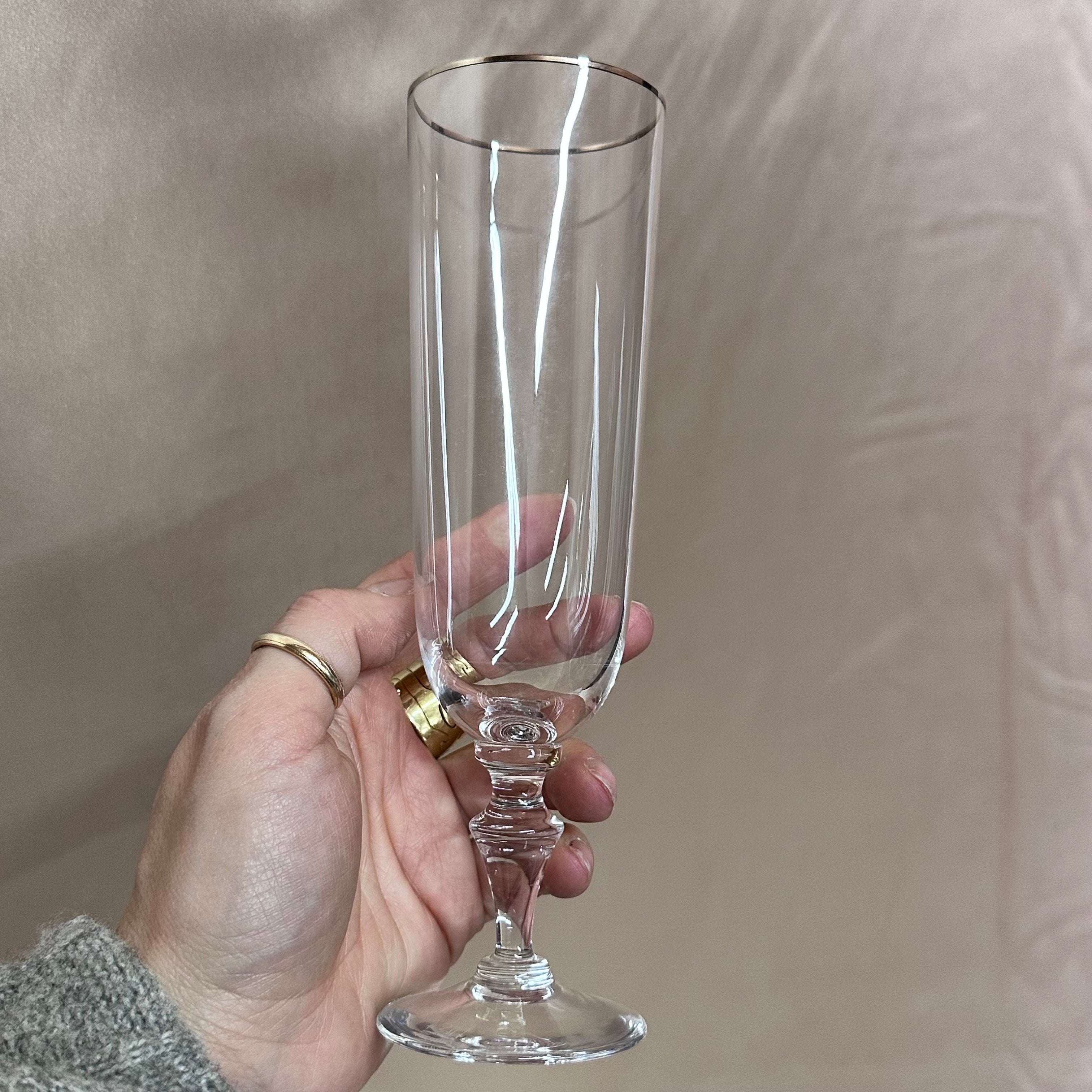 Nason & Moretti Murano Gold Clear Champagne Flutes Glass Set of 11