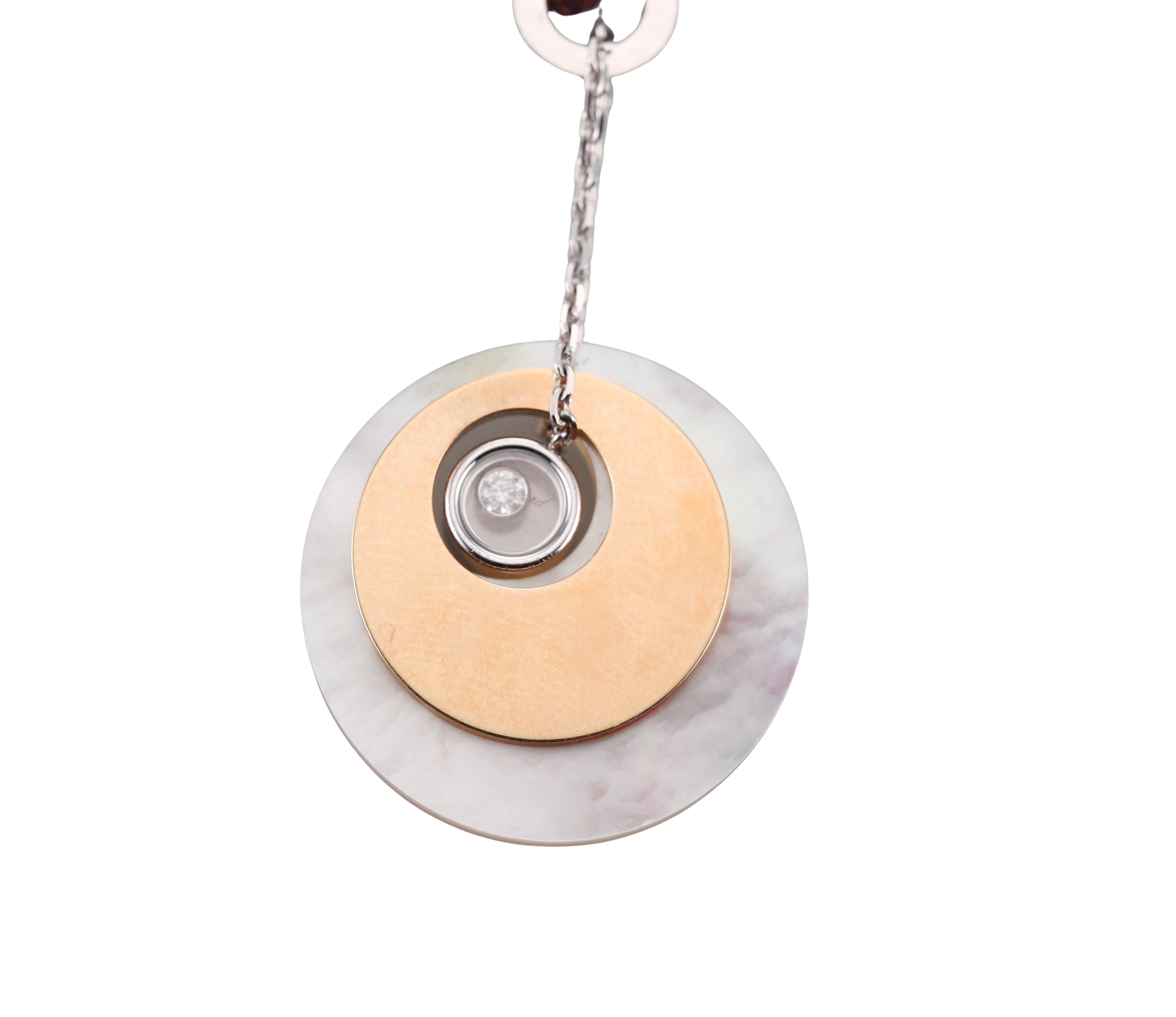Chopard Mother of Pearl Diamond Yellow White Gold Pendant Necklace 796477-9001