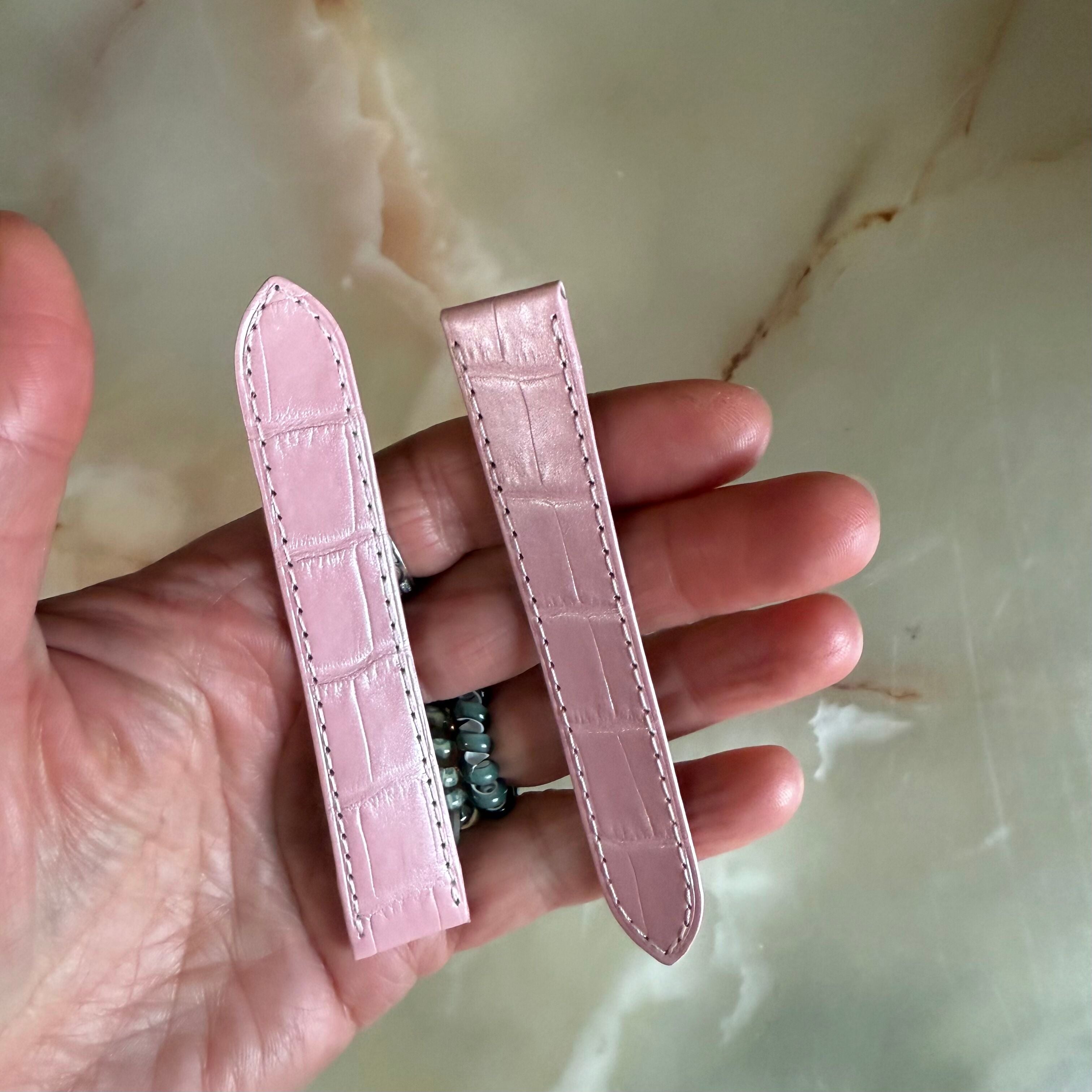 Authentic Cartier Pink Alligator Watch Strap Band 18mm KD25XY52