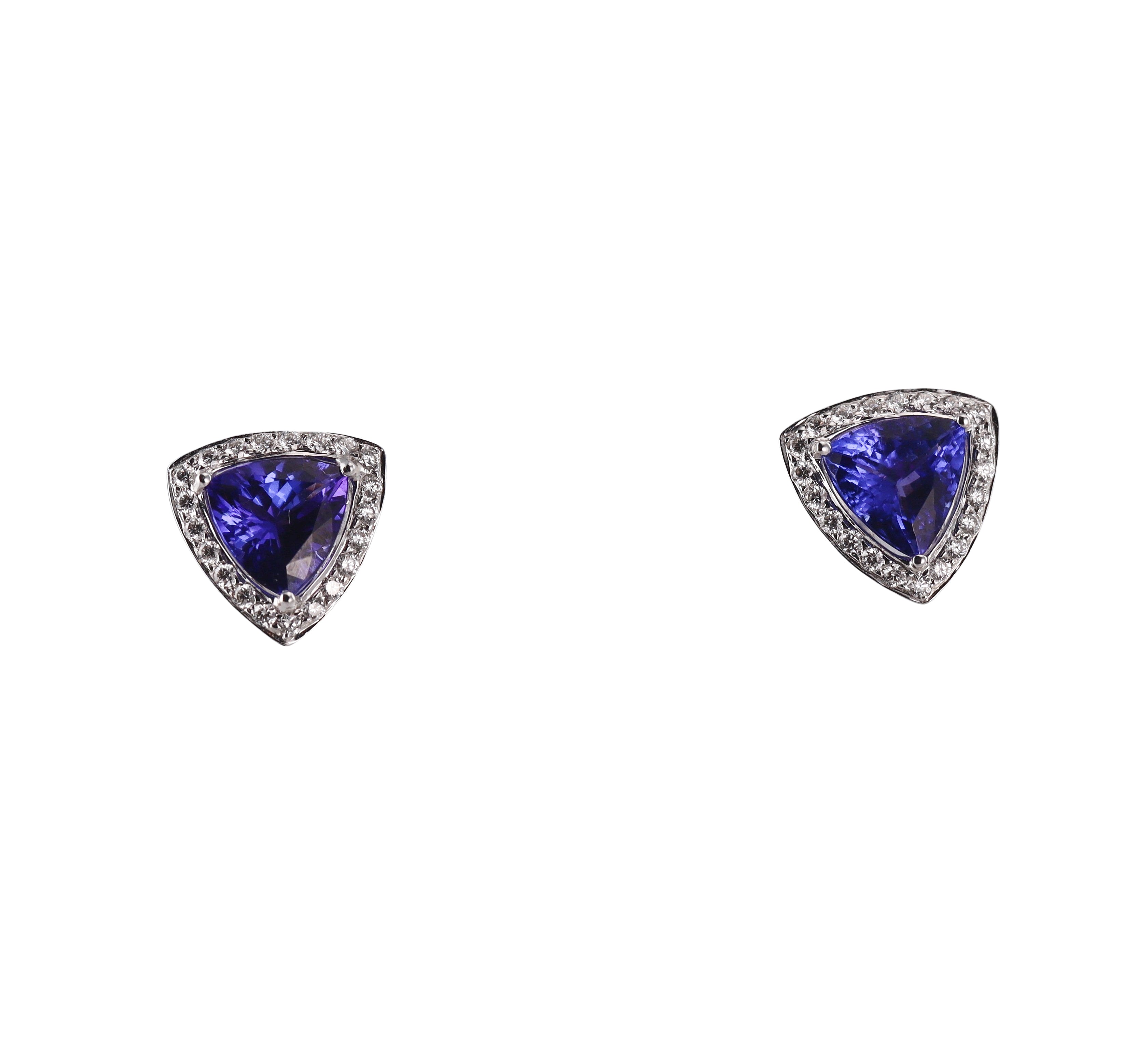 4.64ctw Tanzanite Diamond Gold Stud Earrings