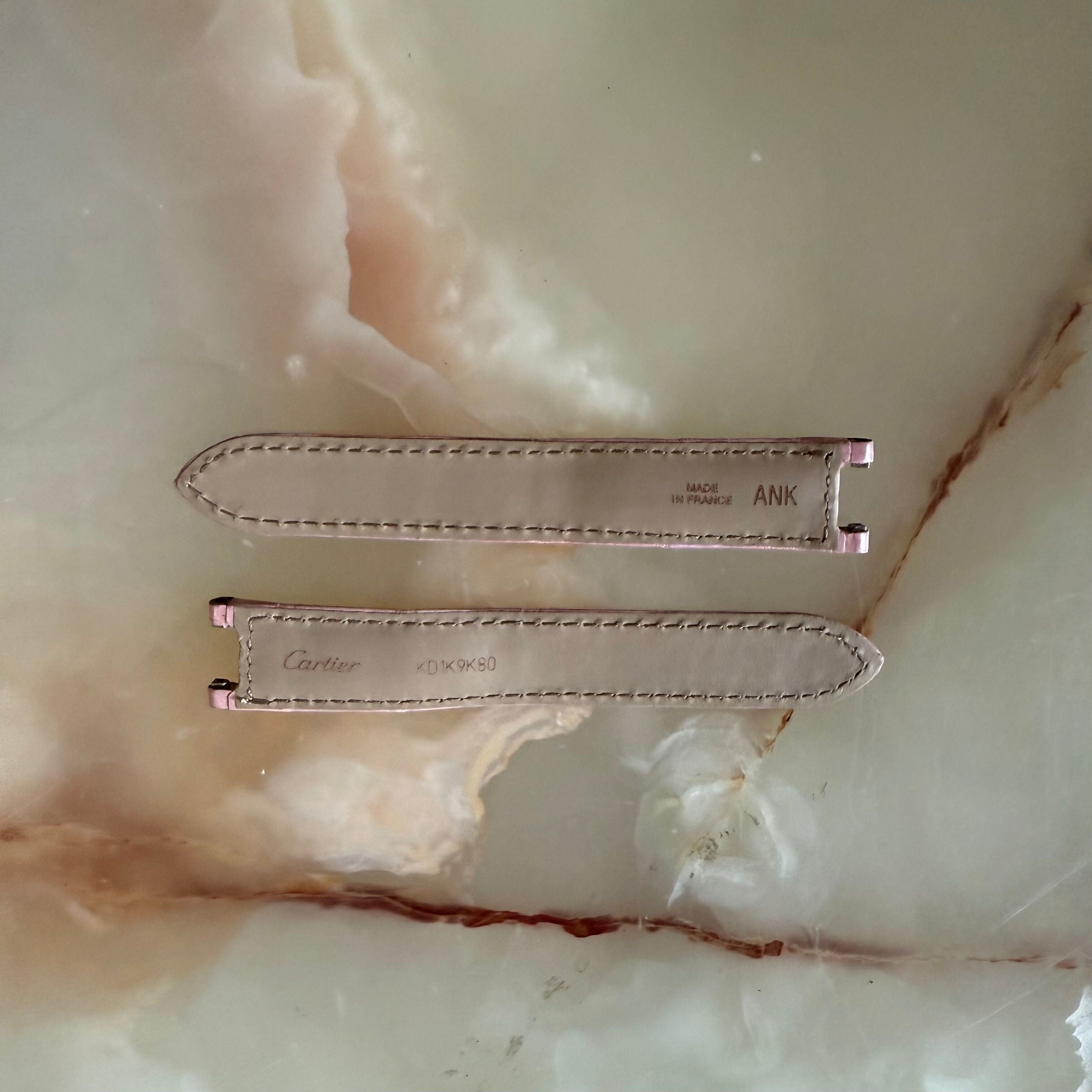 Authentic Cartier Pasha Pink Alligator Watch Strap Band 17mm KD1K9K80