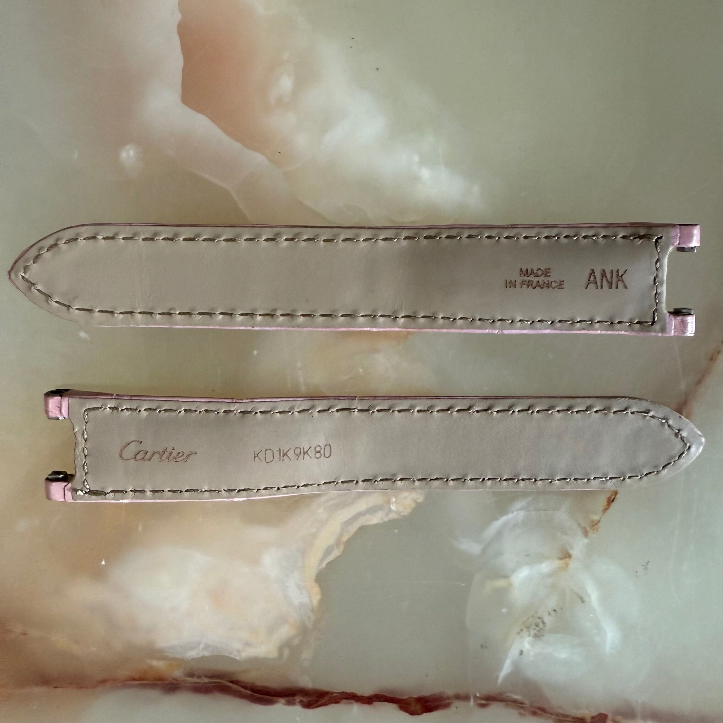 Authentic Cartier Pasha Pink Alligator Watch Strap Band 17mm KD1K9K80