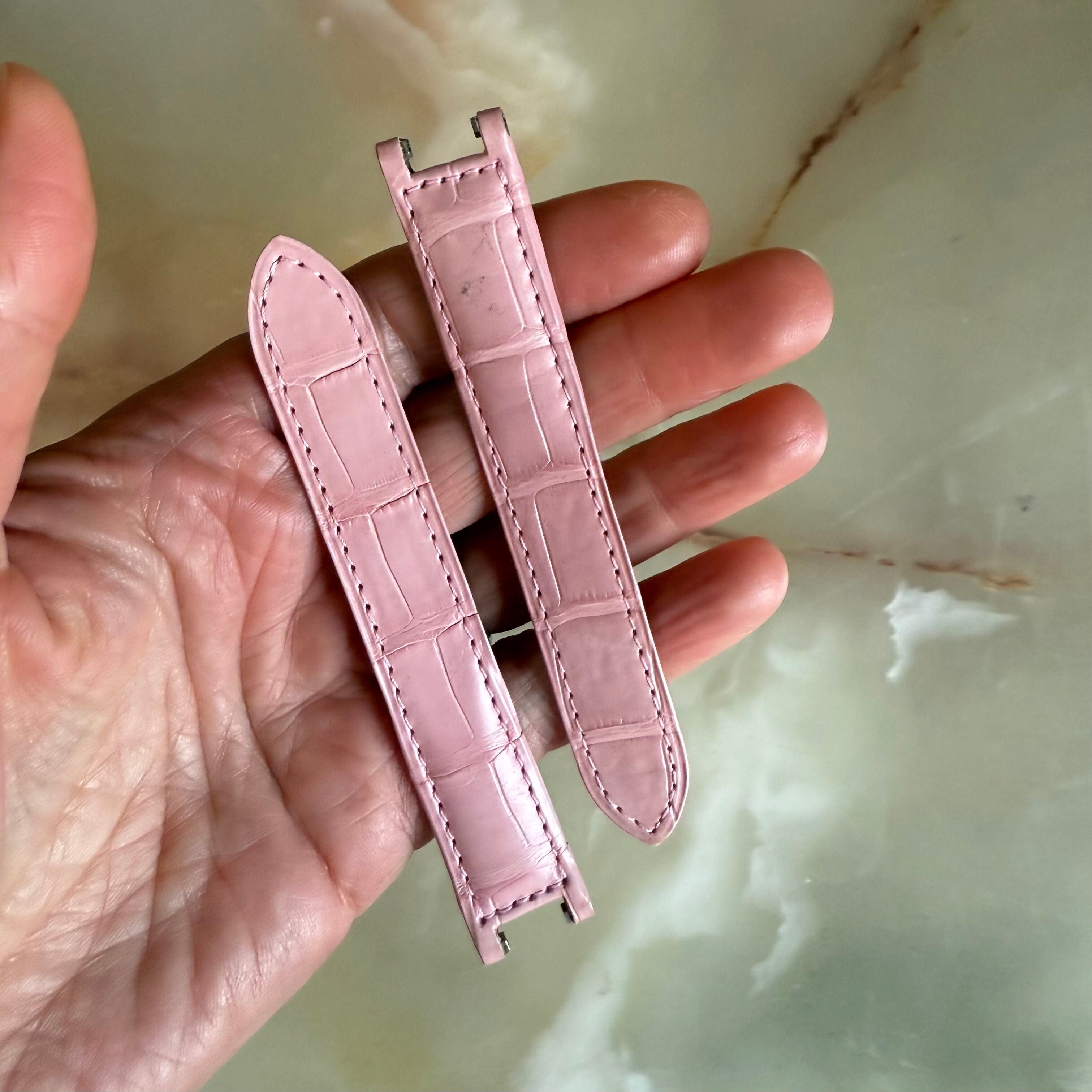 Authentic Cartier Pasha Pink Alligator Watch Strap Band 17mm KD1K9K80