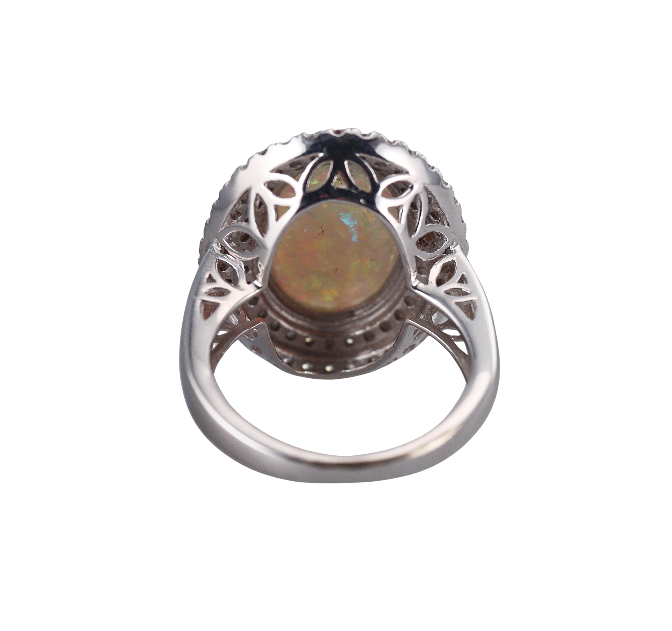18k White Gold Diamond Opal Ring